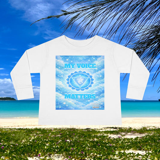BE DIVINE™ Throat Chakra Toddler Long Sleeve Tee | Communication & Self-Expression Shirt