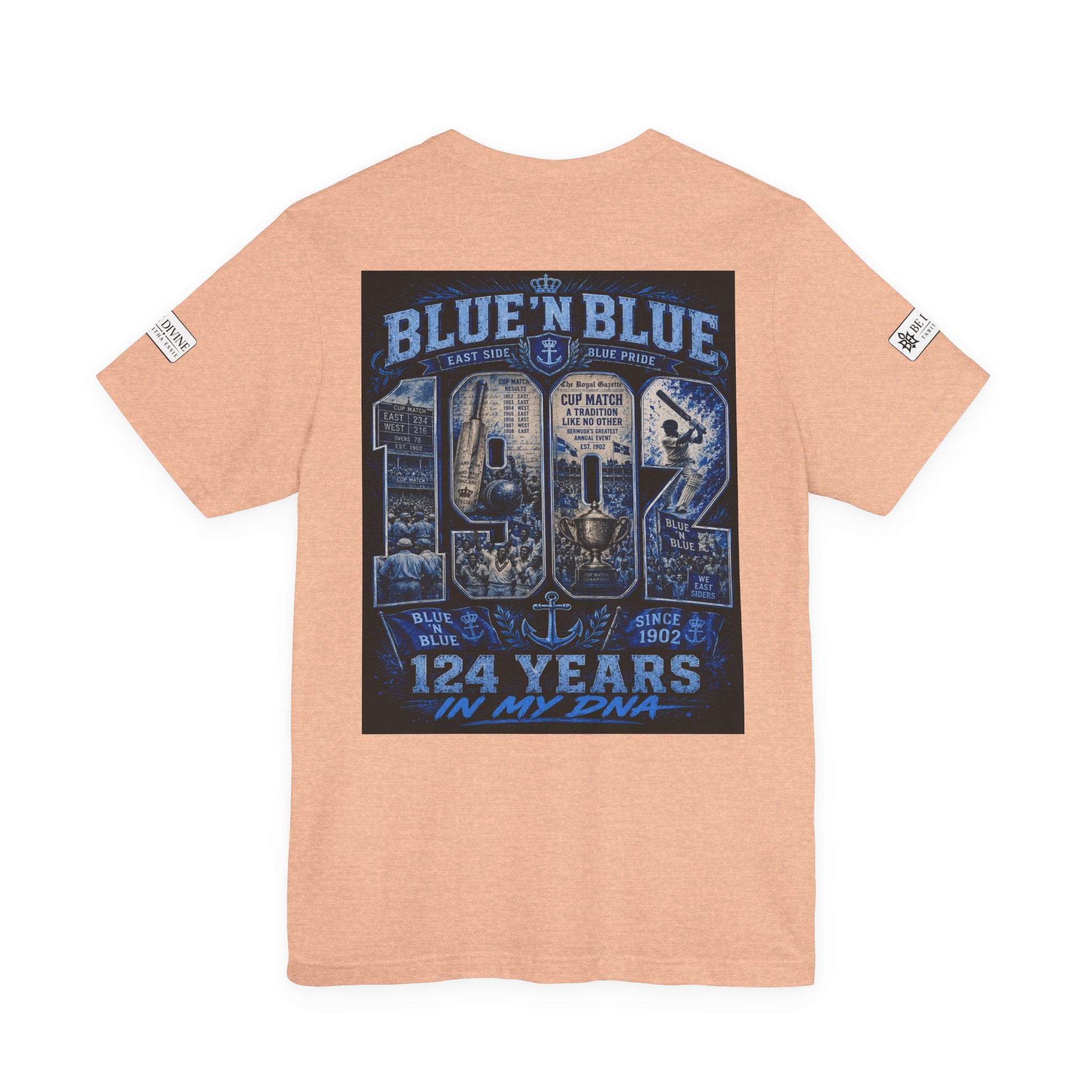 BE DIVINE™ Blue 'N Blue Cricket Greats Heritage Tee – Front & Back Collector Edition