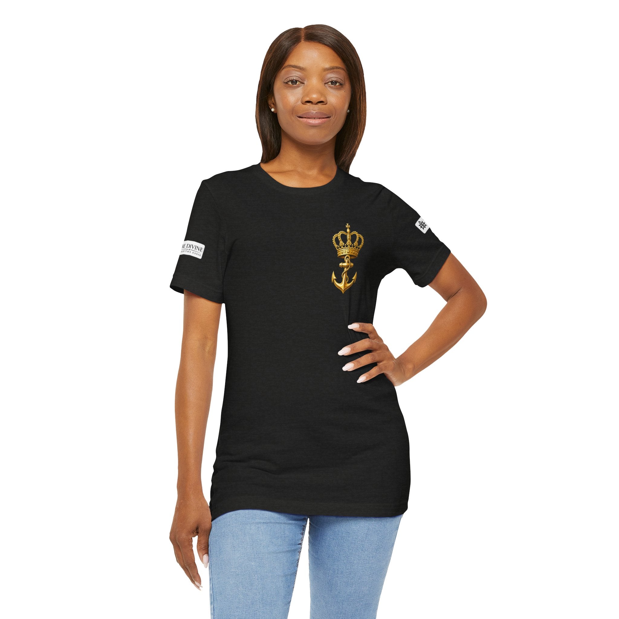 BE DIVINE™ Premium Minimal Crown 'N Anchor Tee – Black & Gold Edition