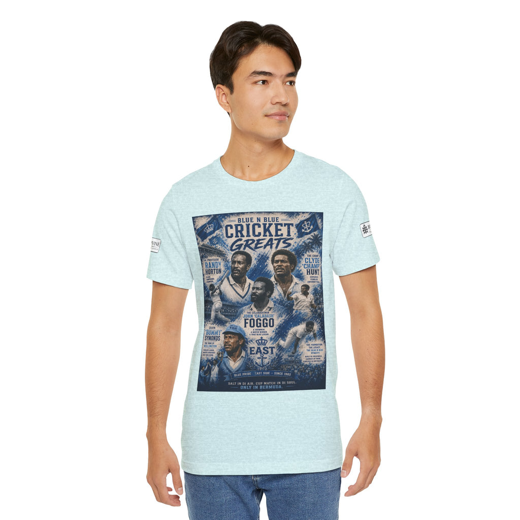 BE DIVINE™ Blue 'N Blue Cricket Greats Heritage Tee – Front & Back Collector Edition