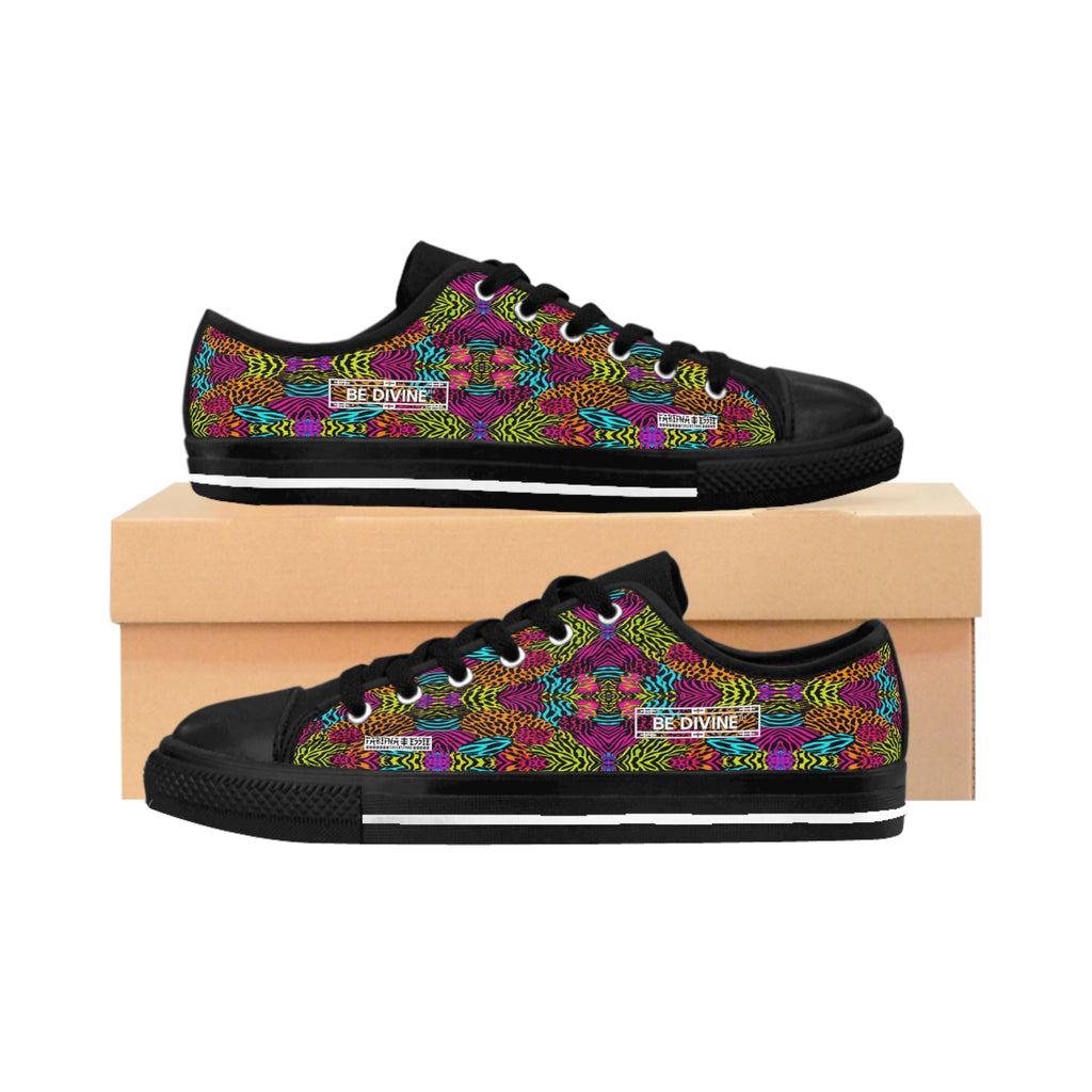 BE DIVINE™ Electric Mirage Sneakers – Neon Kaleidoscope Animal Print by Tabitha Essie