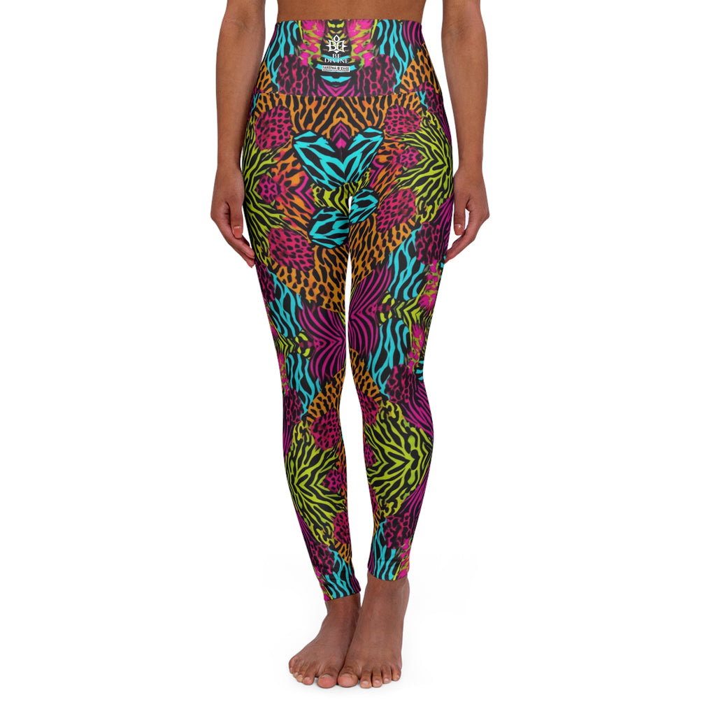 BE DIVINE™ Electric Mirage Leggings – Neon Kaleidoscope Animal Print by Tabitha Essie