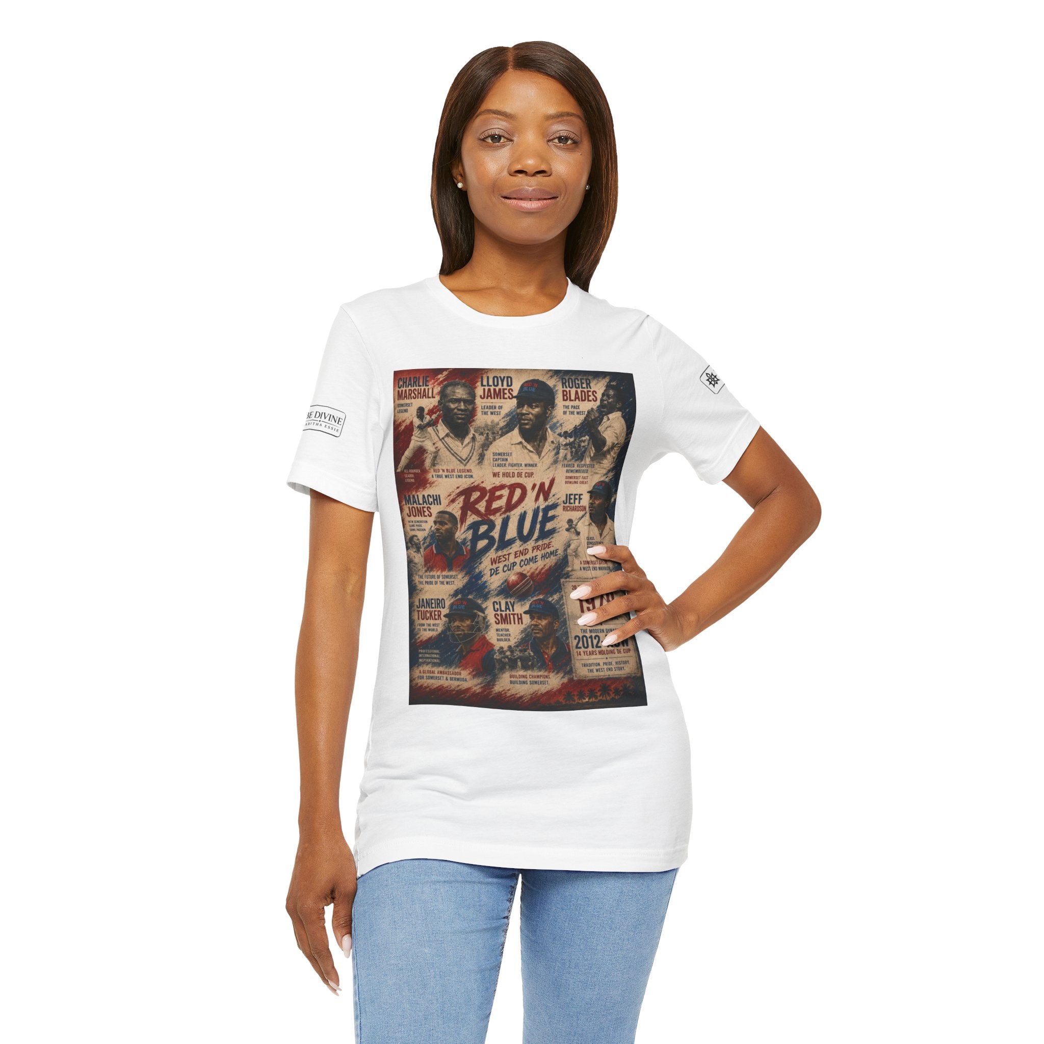 BE DIVINE™ Red ’N Blue Cricket Greats Tee