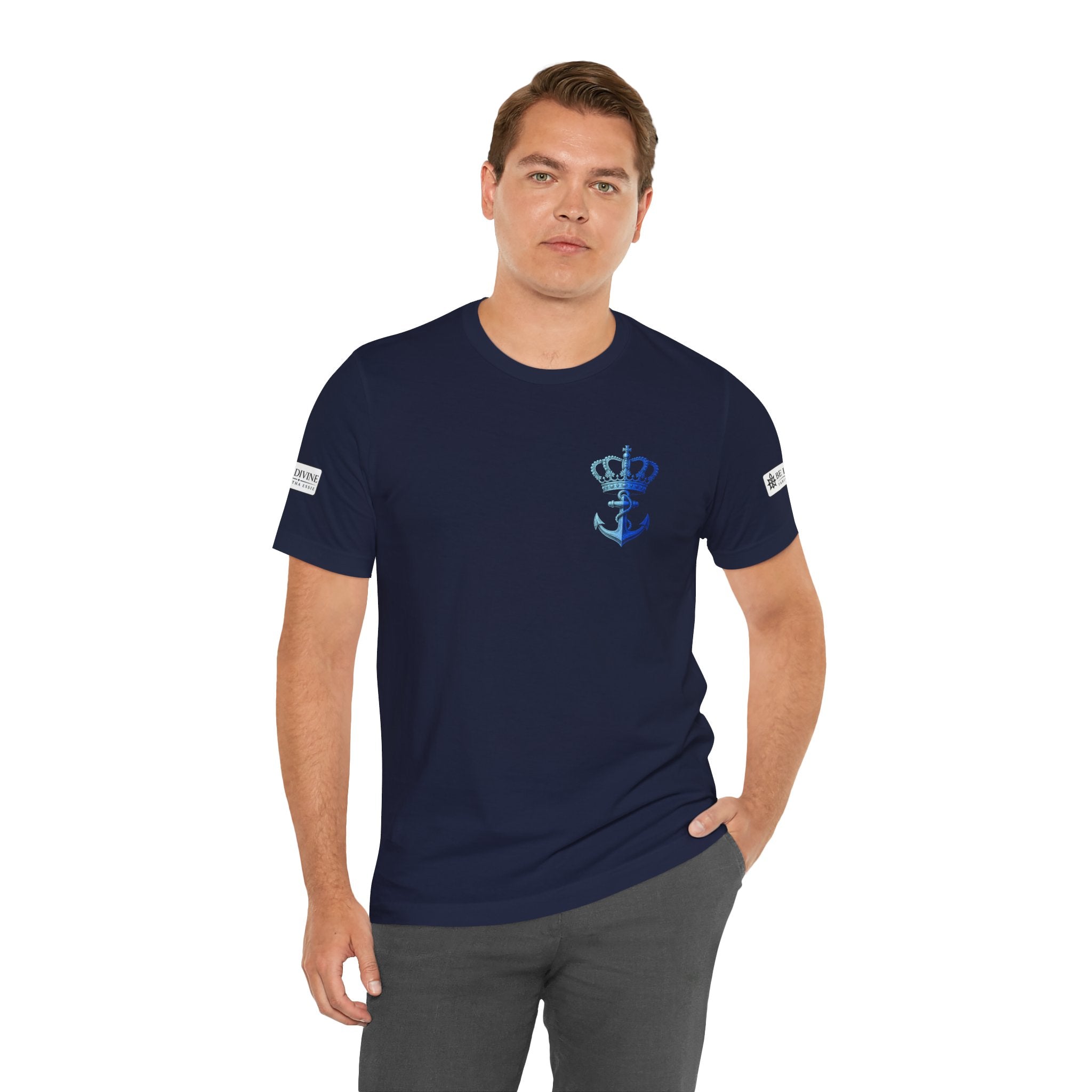 BE DIVINE™ Premium Minimal Crown 'N Anchor Tee – Blue 'N Blue Edition