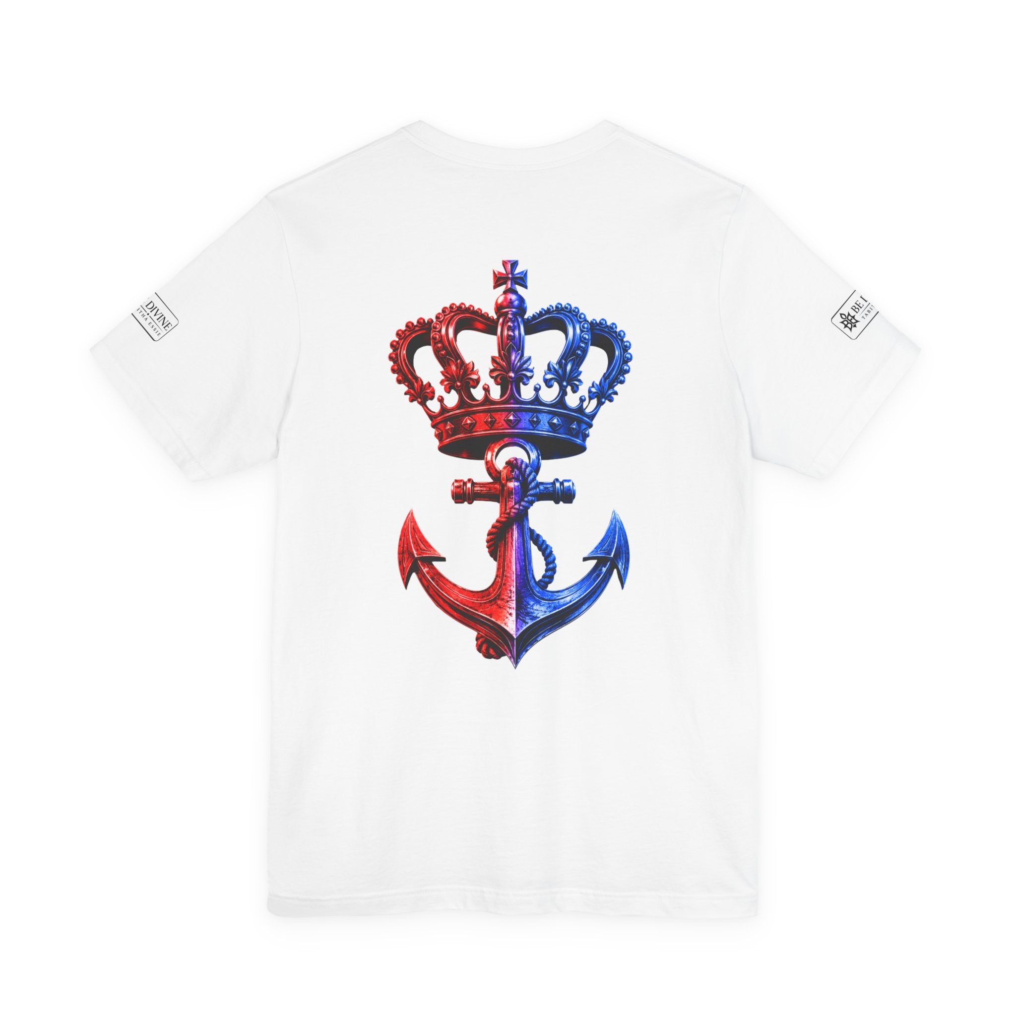 BE DIVINE™ Premium Minimal Crown 'N Anchor T-Shirt – Red 'N Blue Edition