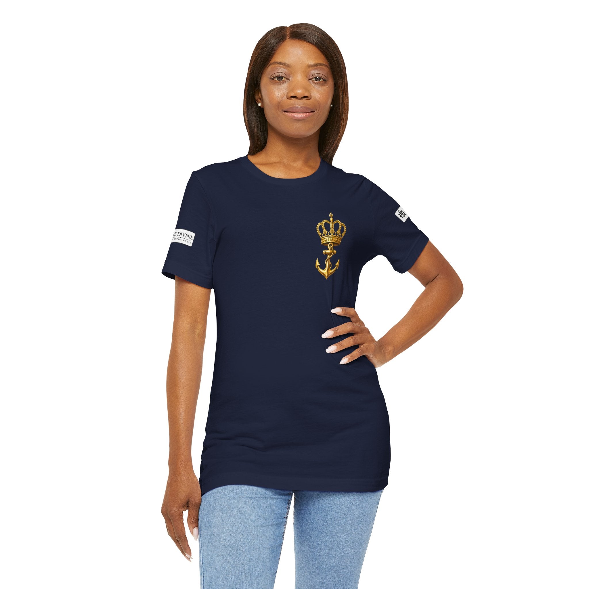 BE DIVINE™ Premium Minimal Crown 'N Anchor Tee – Black & Gold Edition