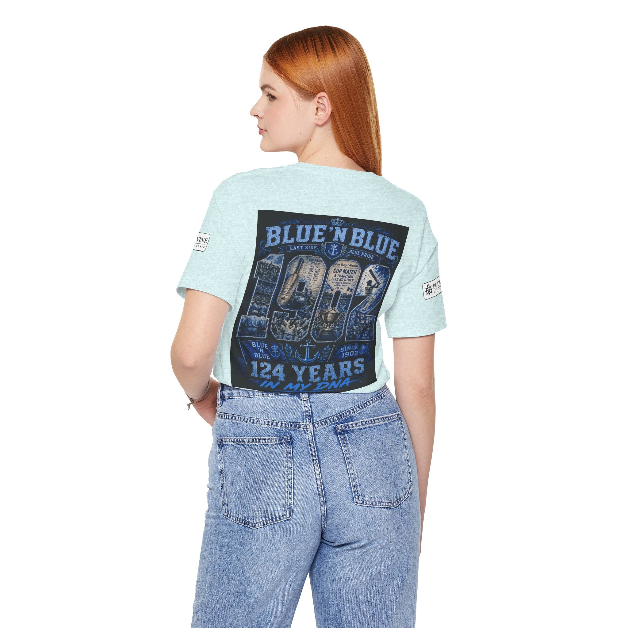 BE DIVINE™ Blue 'N Blue Cricket Greats Heritage Tee – Front & Back Collector Edition