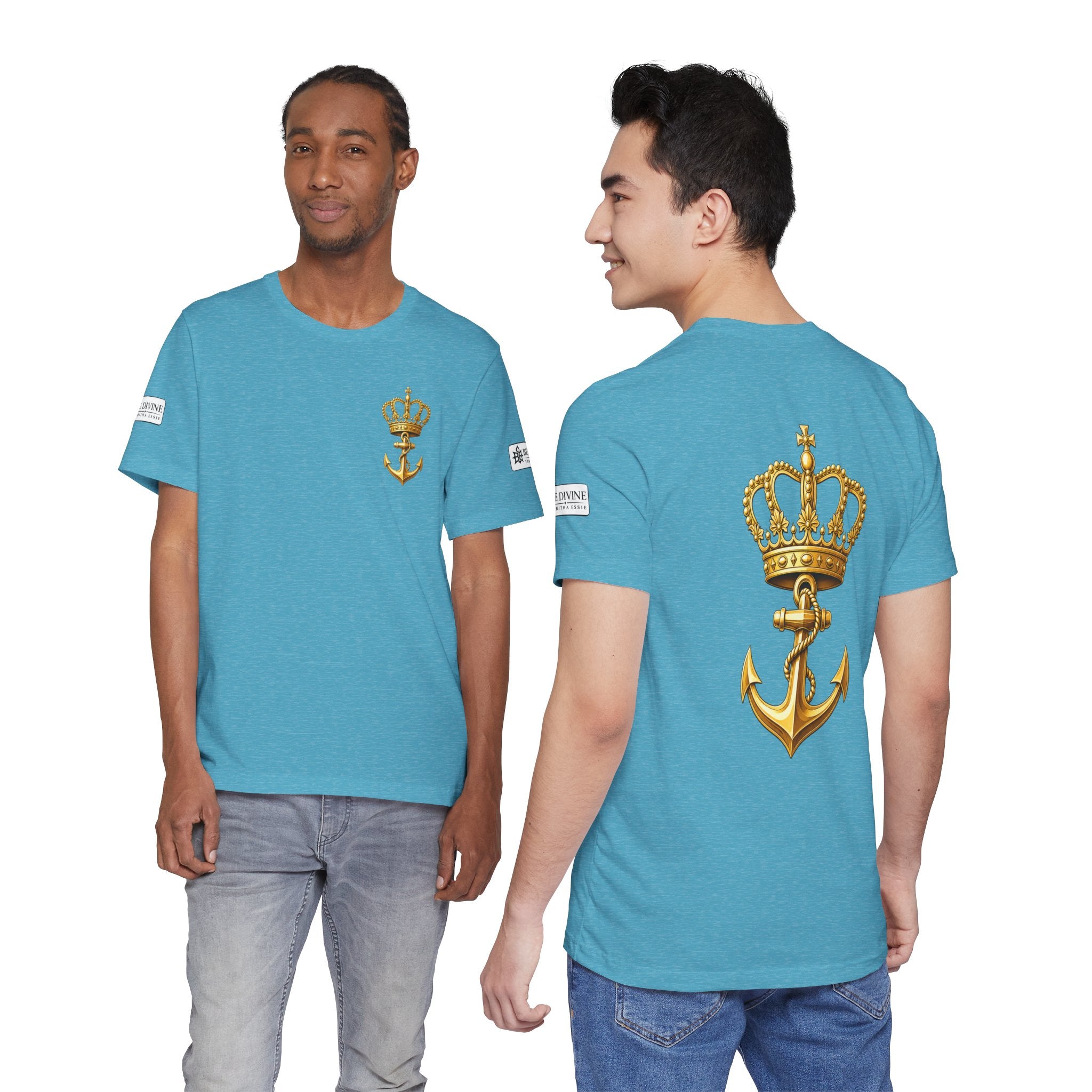 BE DIVINE™ Premium Minimal Crown 'N Anchor Tee – Black & Gold Edition