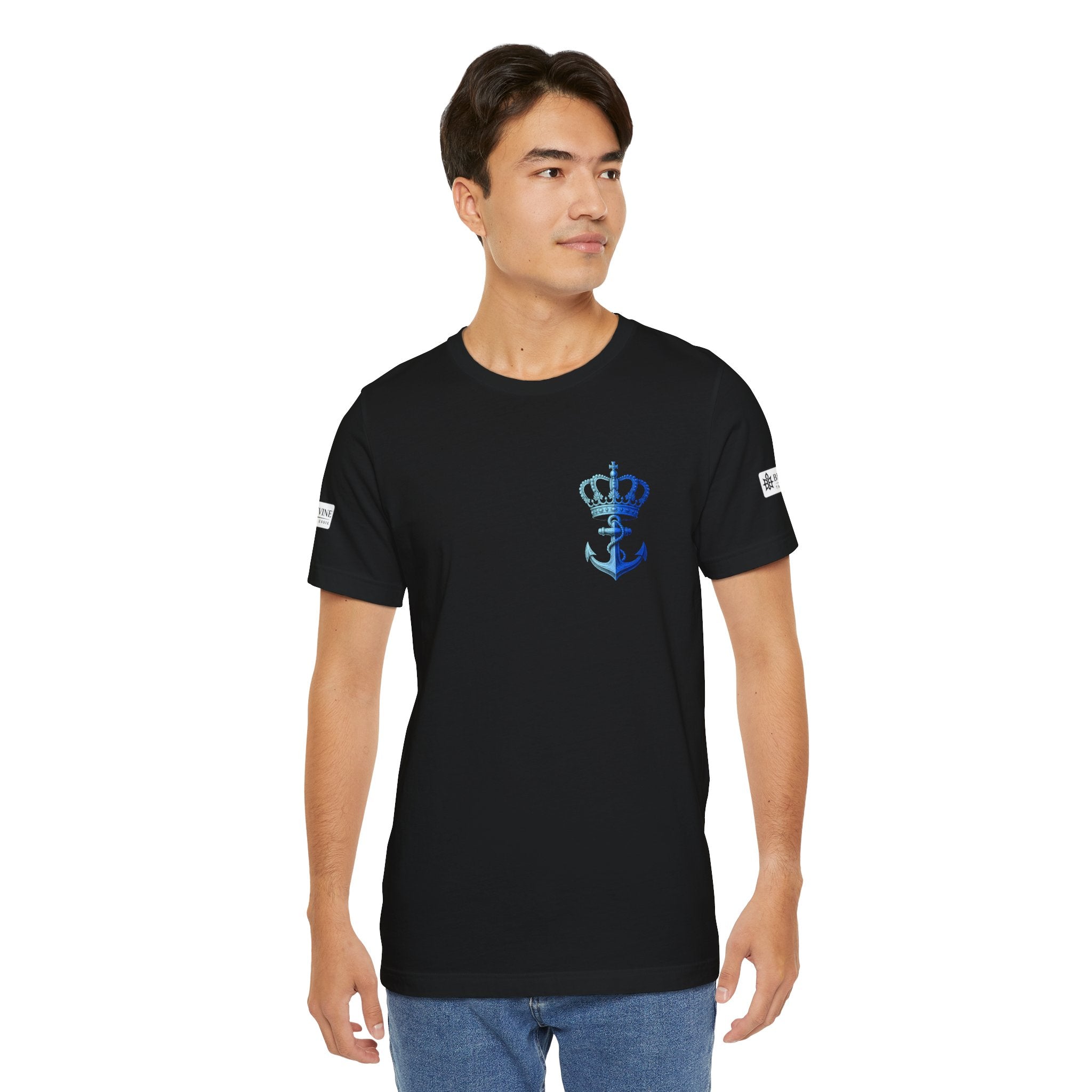 BE DIVINE™ Premium Minimal Crown 'N Anchor Tee – Blue 'N Blue Edition