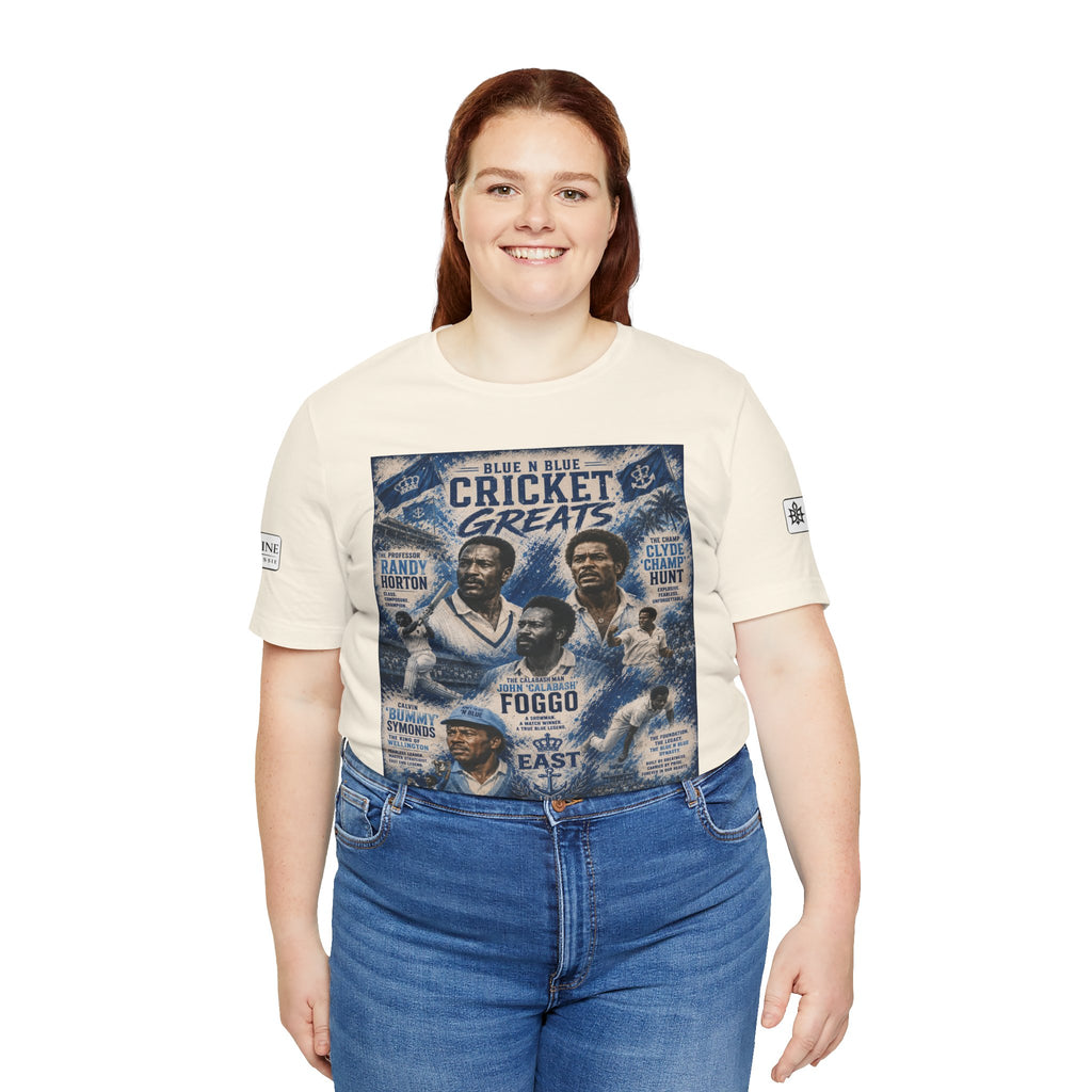 BE DIVINE™ Blue 'N Blue Cricket Greats Heritage Tee – Front & Back Collector Edition