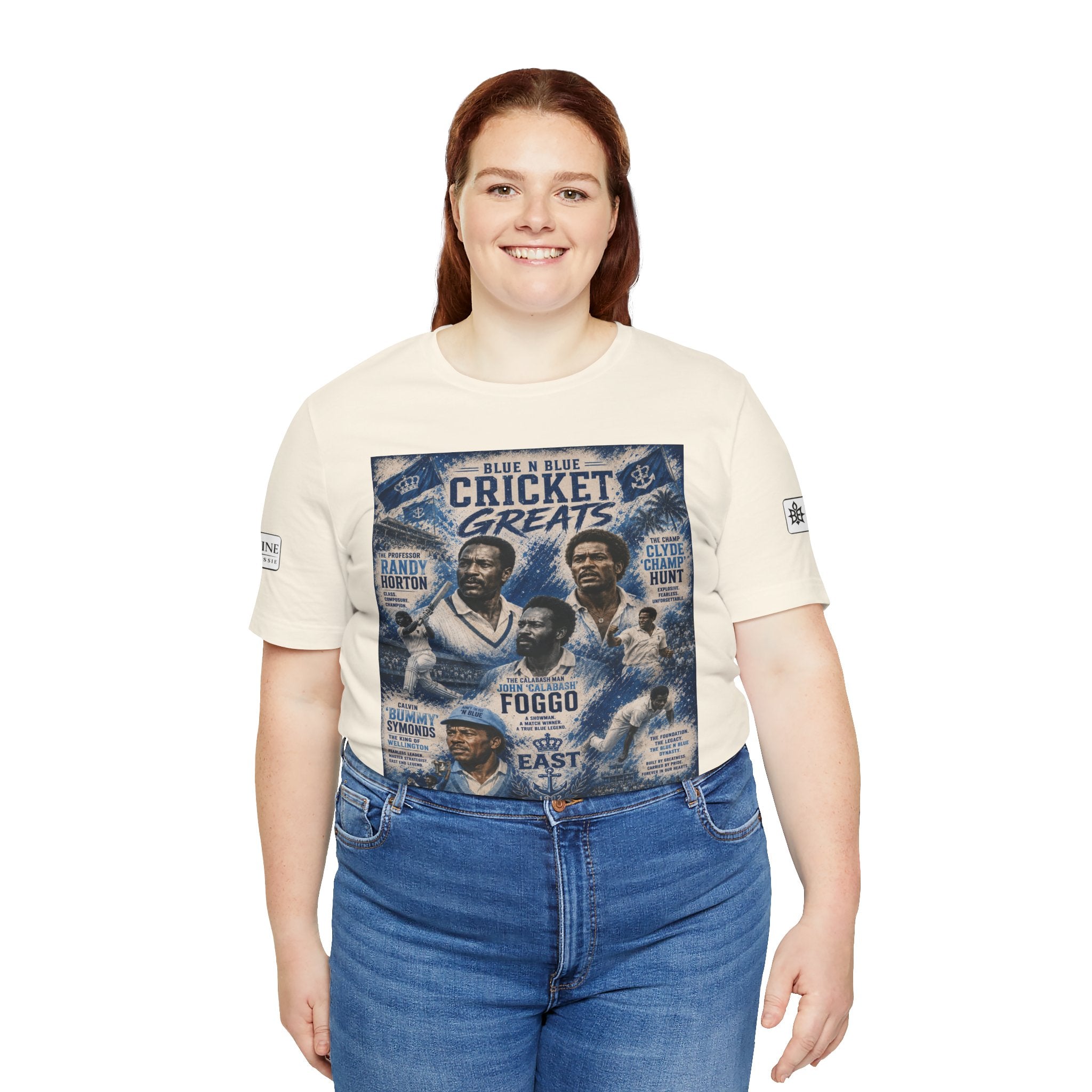 BE DIVINE™ Blue 'N Blue Cricket Greats Heritage Tee – Front & Back Collector Edition