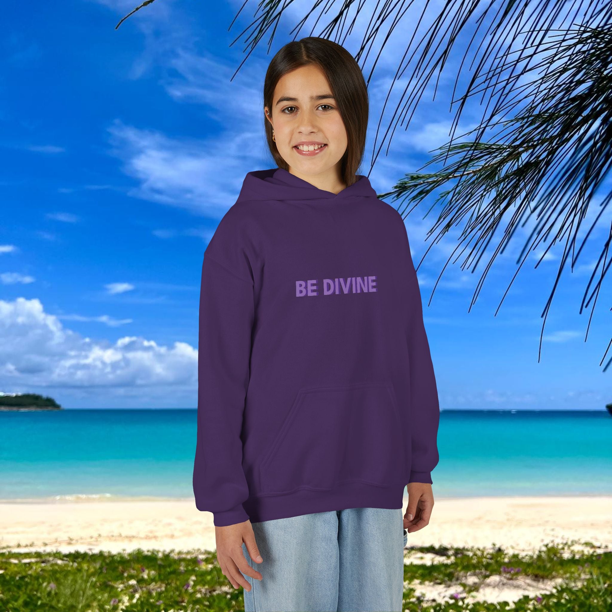 BE DIVINE™ Youth Hoodie – Gender Neutral, Soft Cotton, Inspirational Print (Youth S–XL)