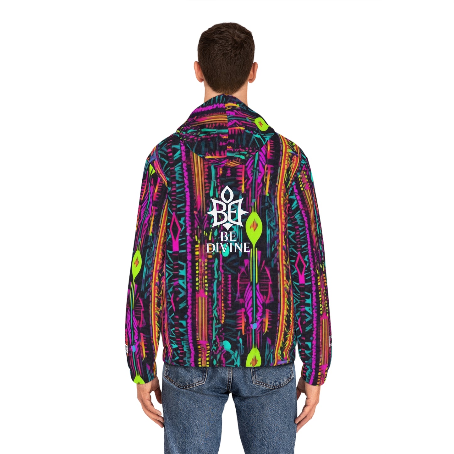 BE DIVINE™ Unisex All-Over Print Zip Up Hoodie - Abstract Neon Pattern | Statement Streetwear