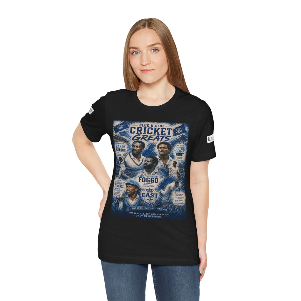BE DIVINE™ Blue 'N Blue Cricket Greats Heritage Tee – Front & Back Collector Edition