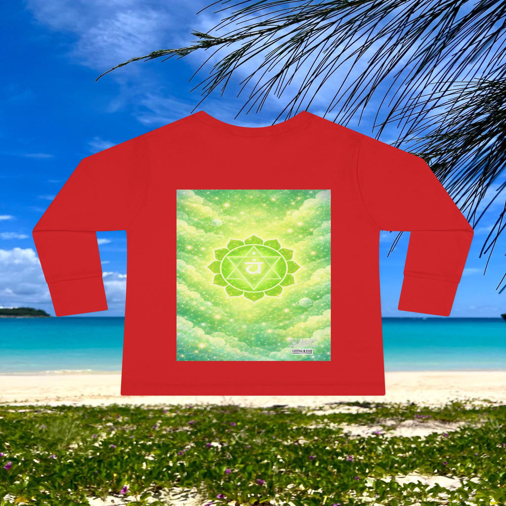 BE DIVINE™ Heart Chakra Toddler Long Sleeve Tee | Love & Compassion Affirmation Shirt