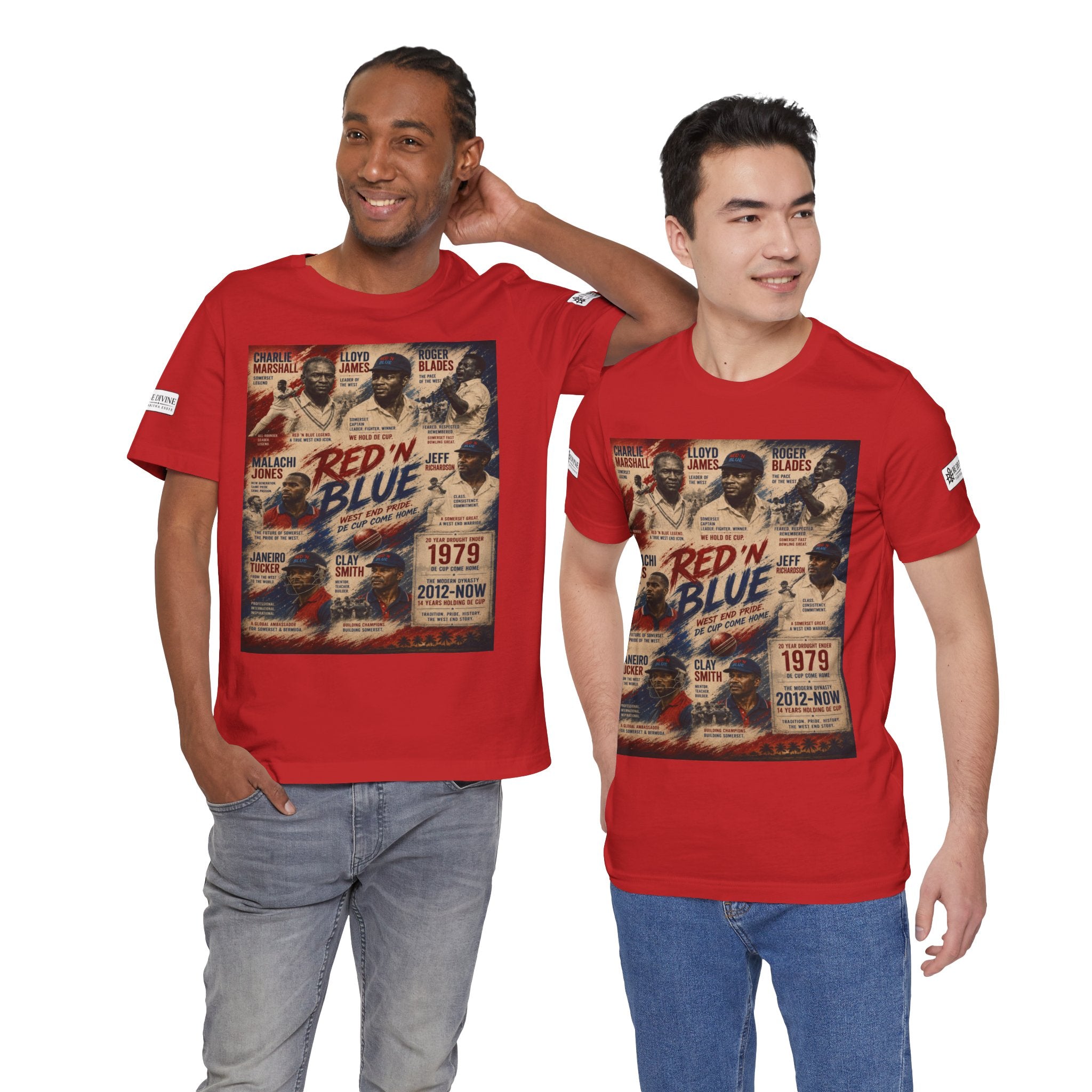 BE DIVINE™ Red ’N Blue Cricket Greats Tee