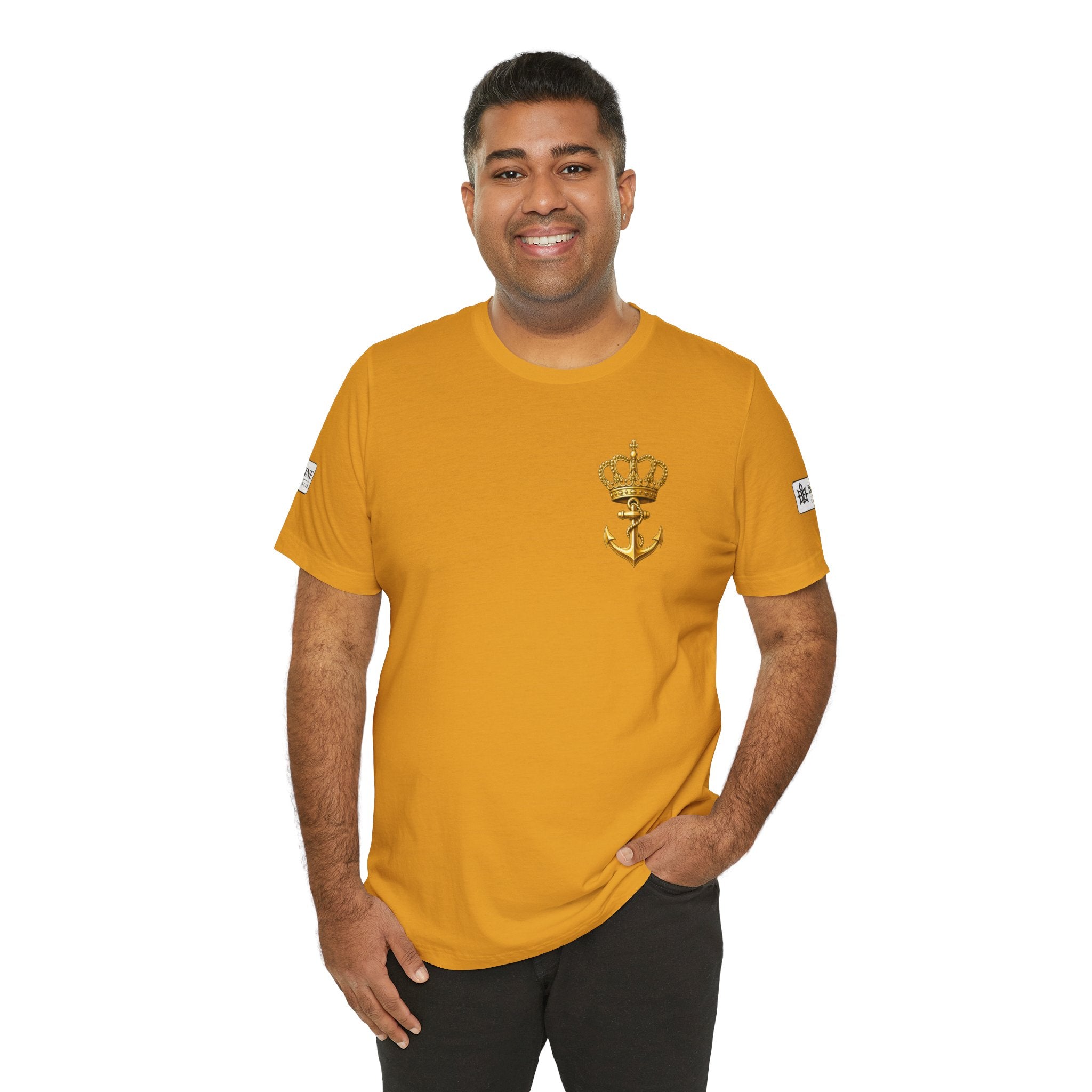 BE DIVINE™ Premium Minimal Crown 'N Anchor Tee – Black & Gold Edition