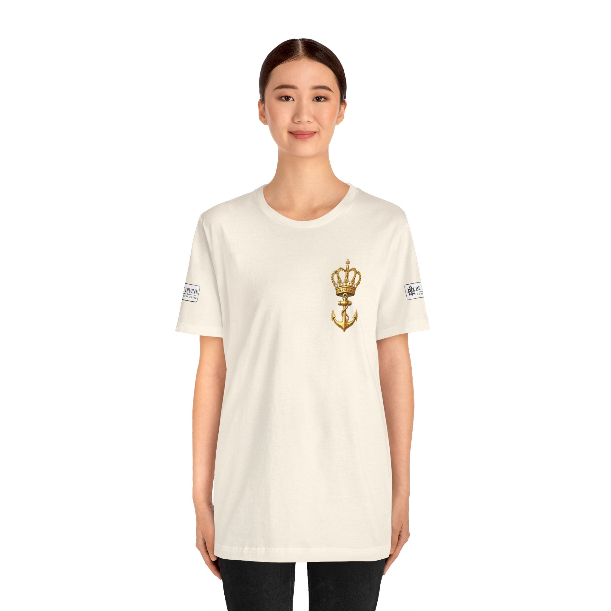 BE DIVINE™ Premium Minimal Crown 'N Anchor Tee – Black & Gold Edition