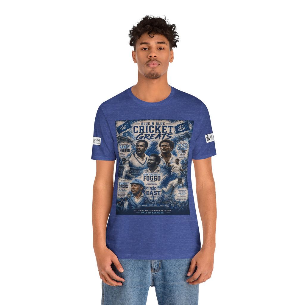 BE DIVINE™ Blue 'N Blue Cricket Greats Heritage Tee – Front & Back Collector Edition