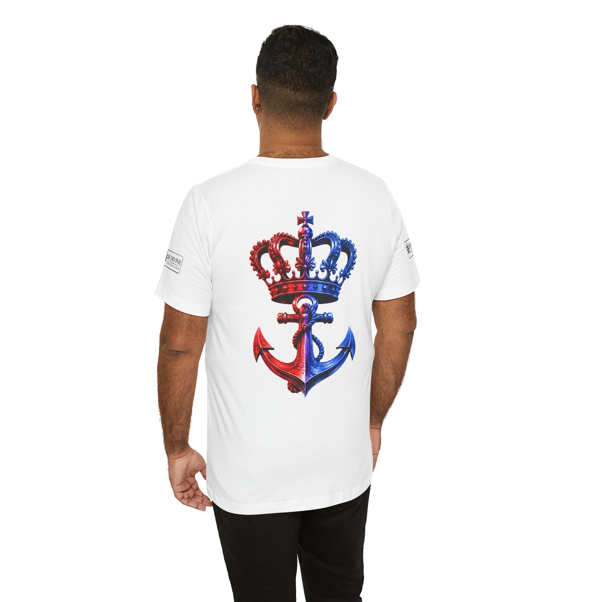 BE DIVINE™ Premium Minimal Crown 'N Anchor T-Shirt – Red 'N Blue Edition