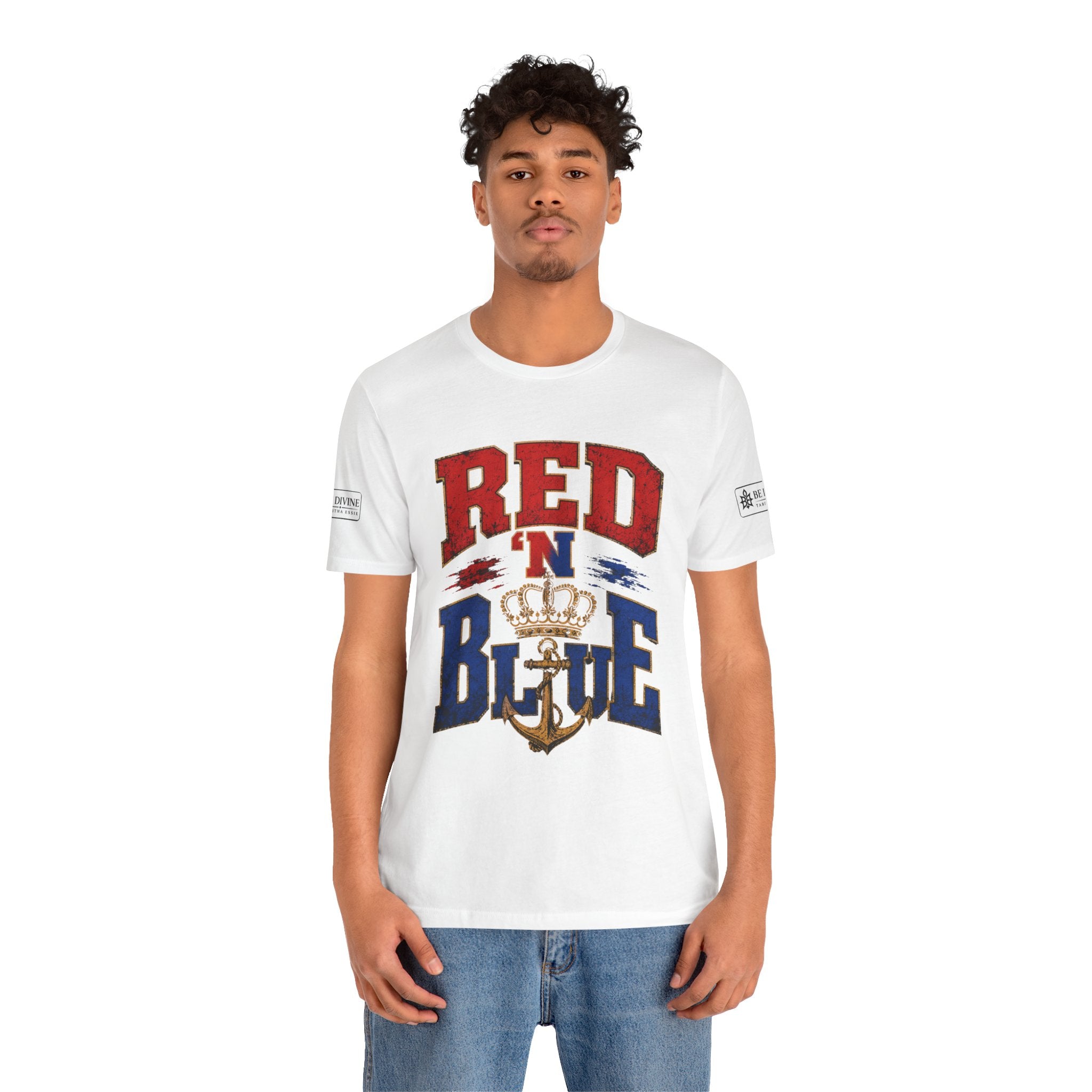 BE DIVINE™ RED 'N BLUE Tee – Crown 'N Anchor Edition