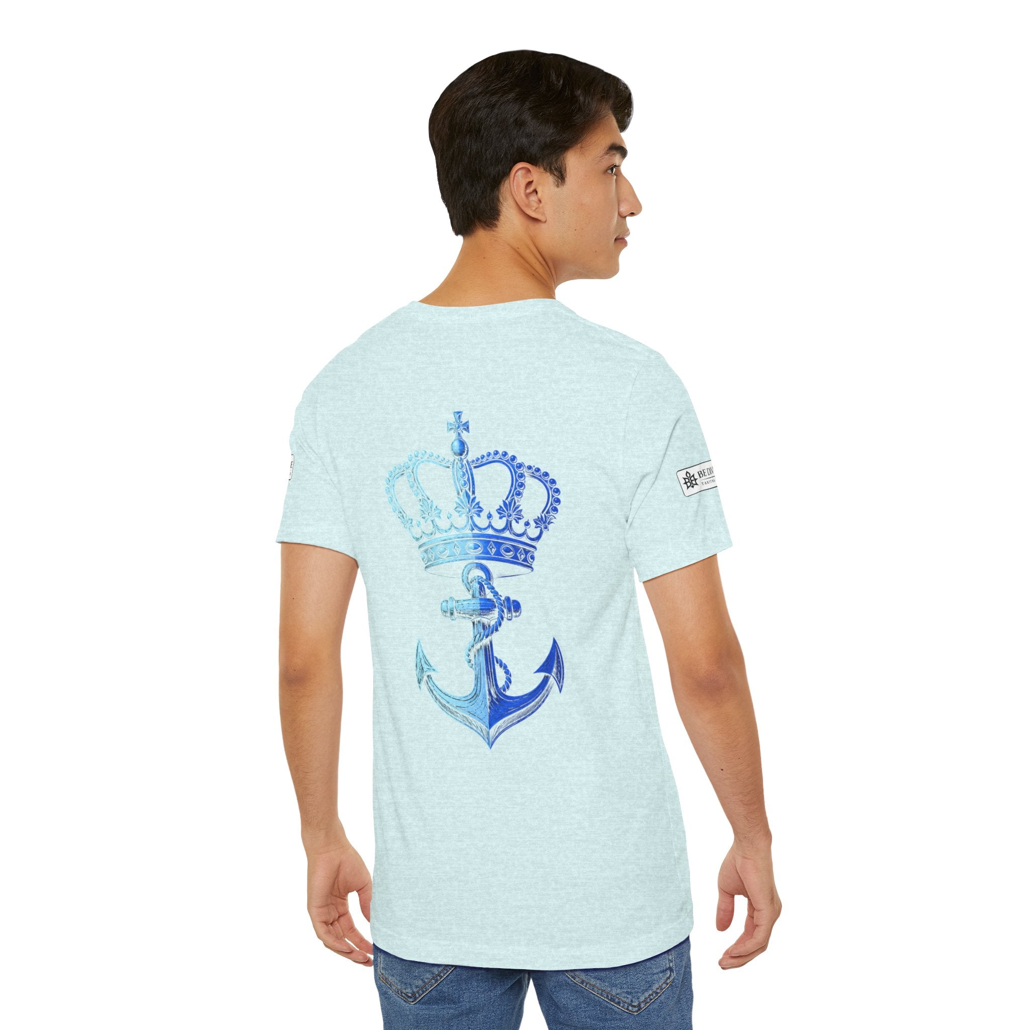 BE DIVINE™ Premium Minimal Crown 'N Anchor Tee – Blue 'N Blue Edition