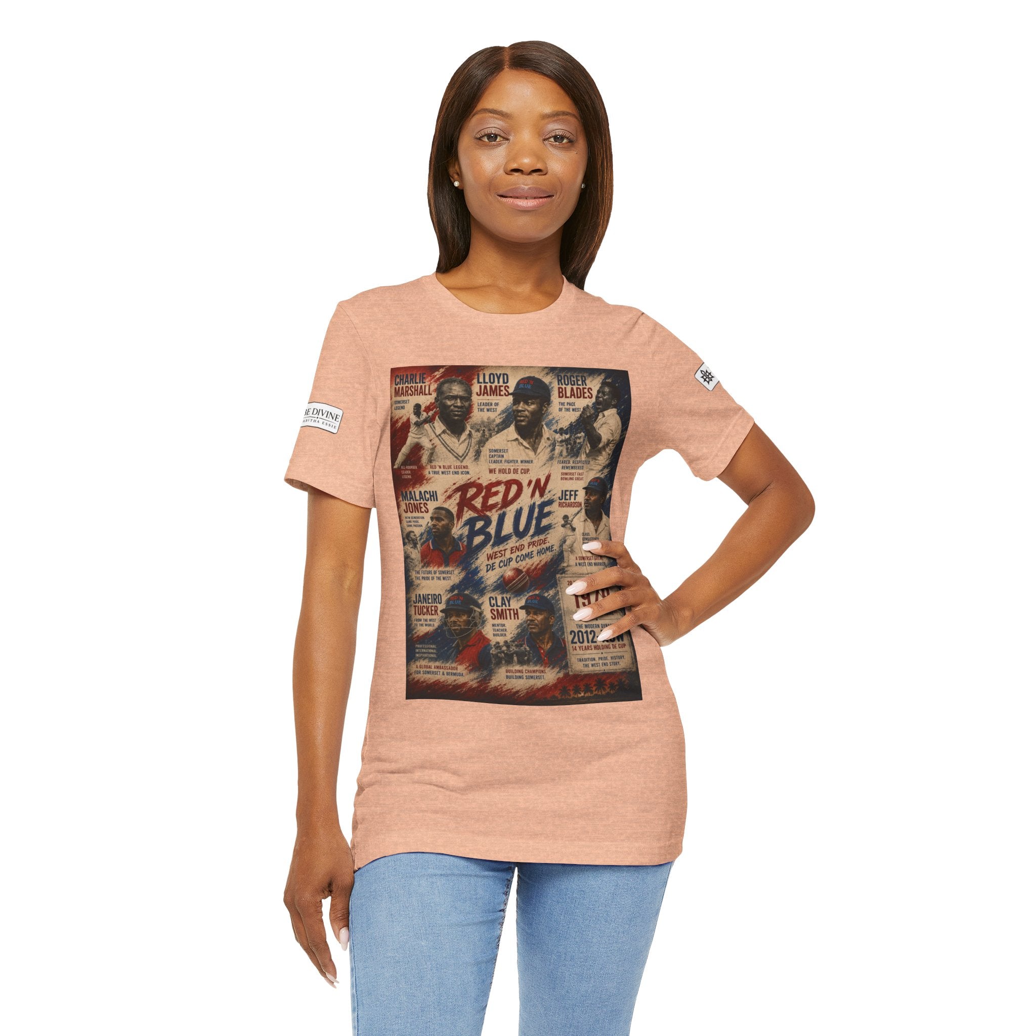 BE DIVINE™ Red ’N Blue Cricket Greats Tee