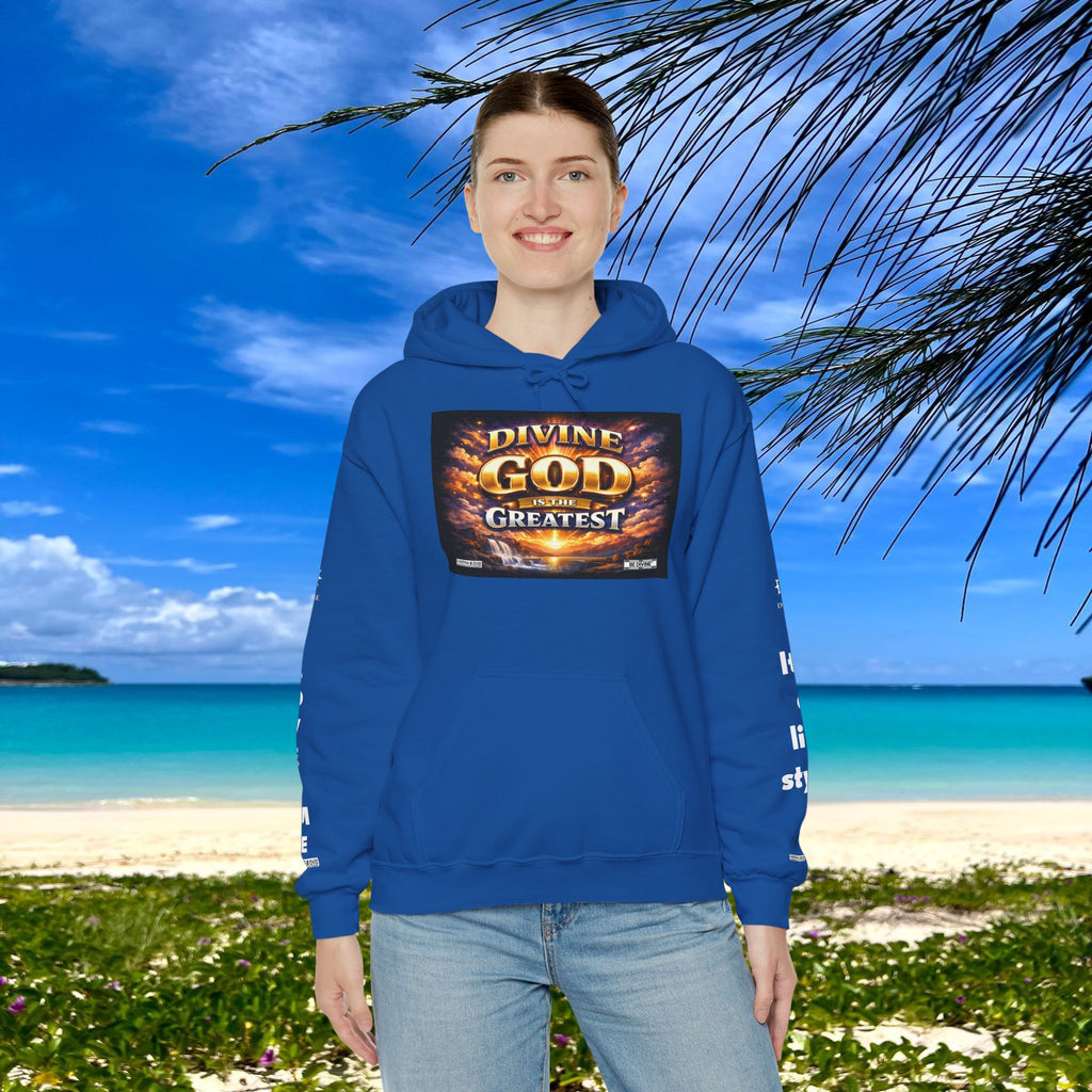 BE DIVINE™ Unisex Heavy Blend Hoodie – Divine God Is the Greatest Faith Statement Sweatshirt