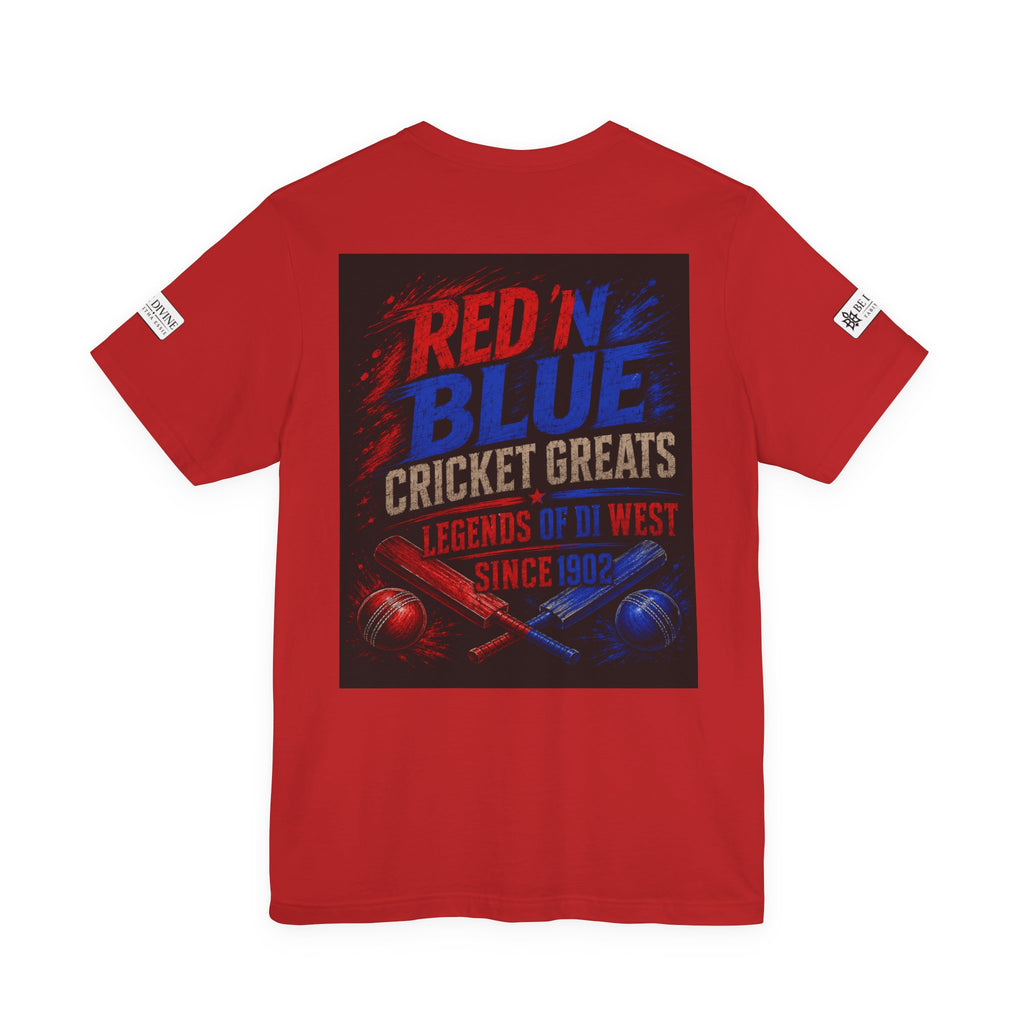 BE DIVINE™ Red ’N Blue Cricket Greats Tee