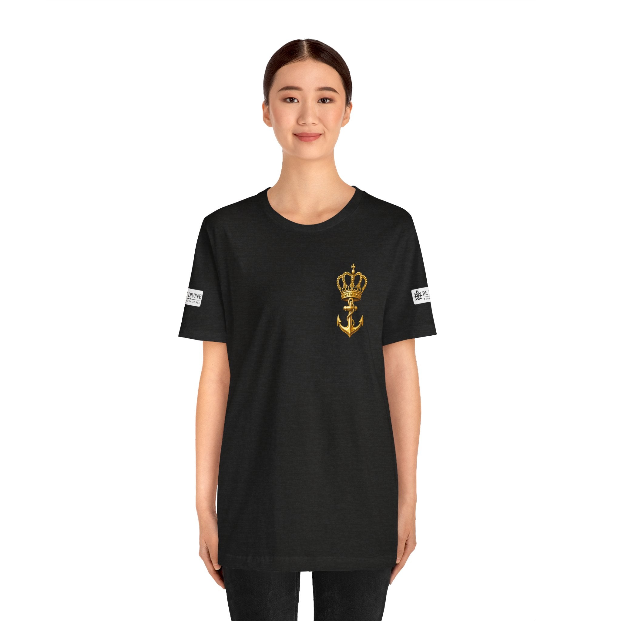 BE DIVINE™ Premium Minimal Crown 'N Anchor Tee – Black & Gold Edition