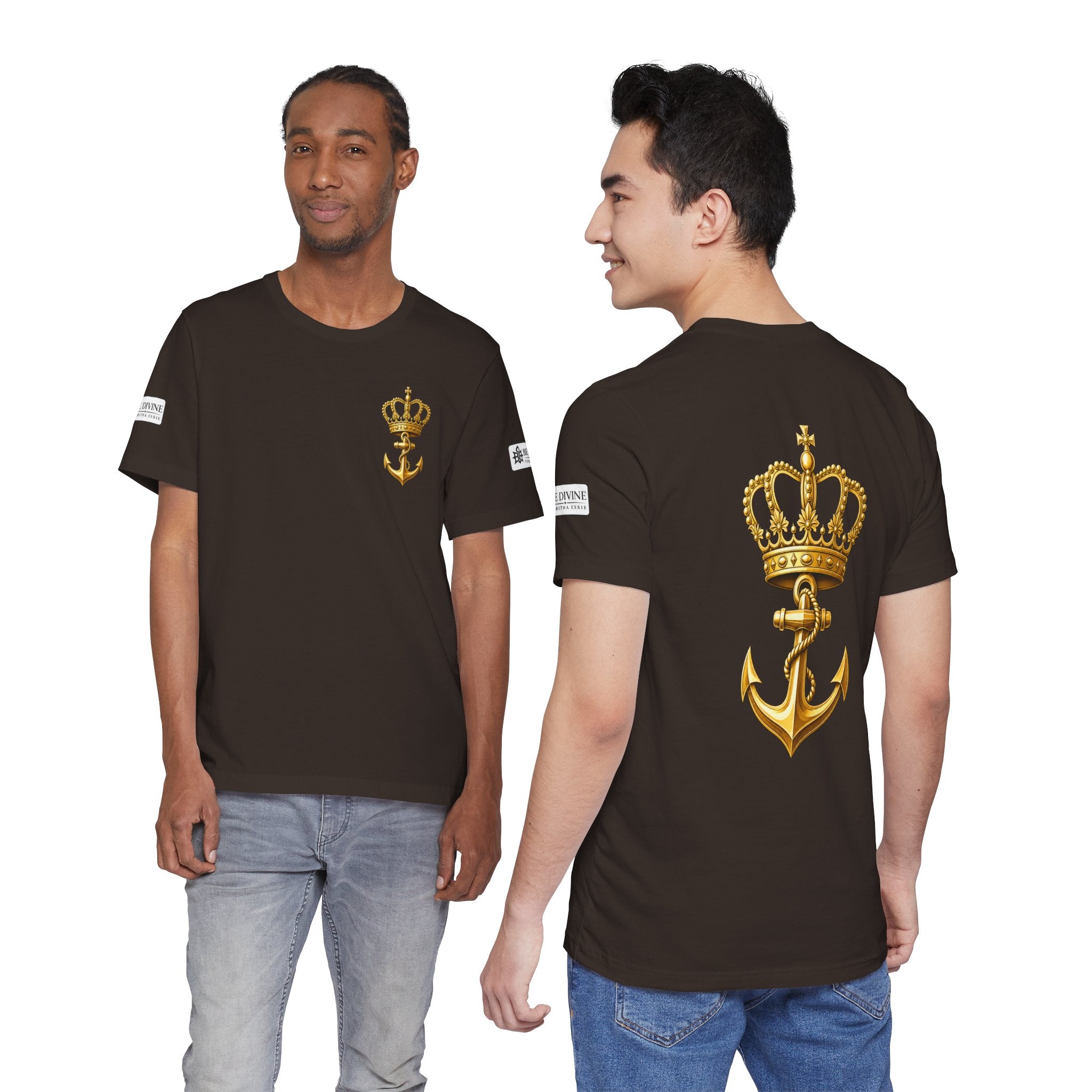 BE DIVINE™ Premium Minimal Crown 'N Anchor Tee – Black & Gold Edition
