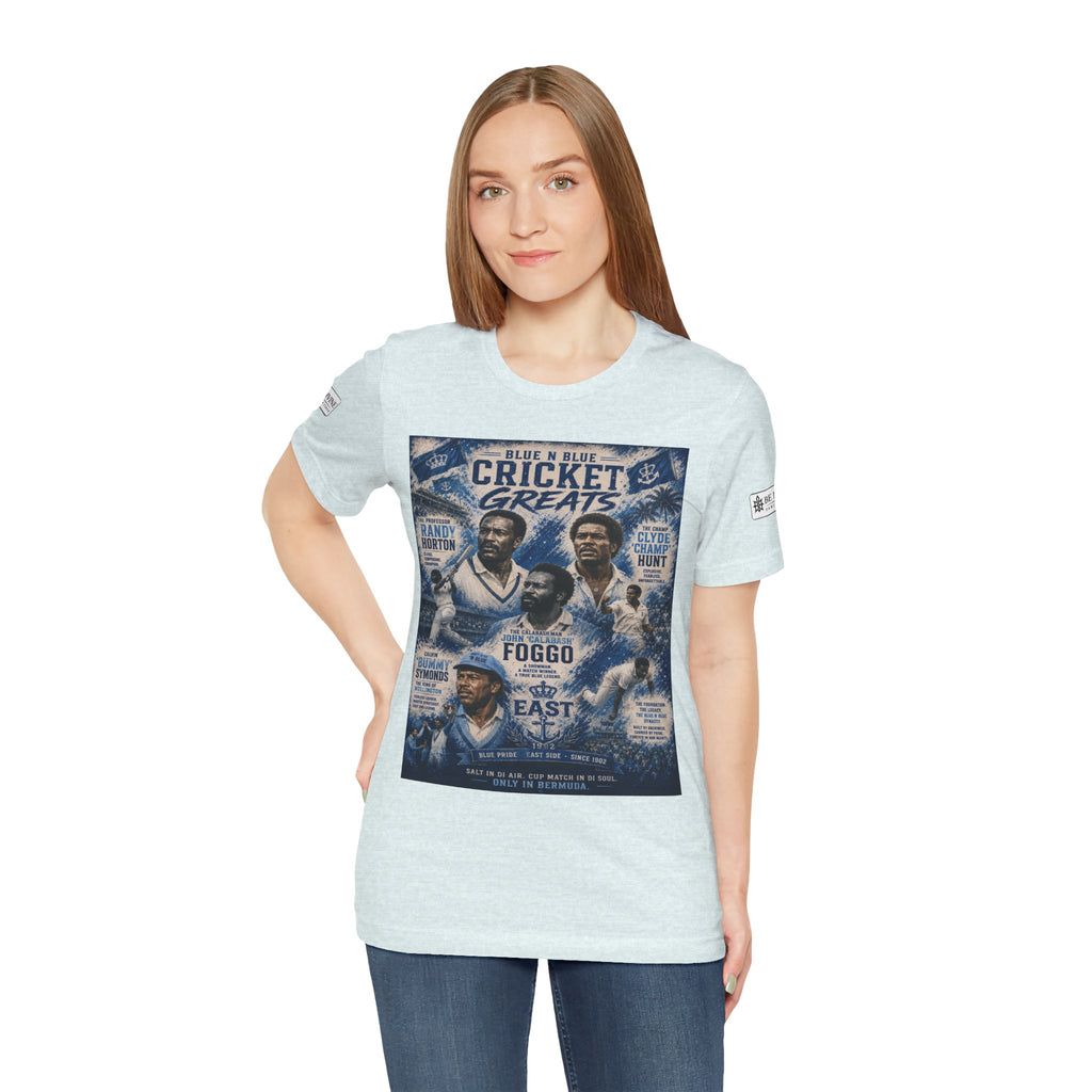 BE DIVINE™ Blue 'N Blue Cricket Greats Heritage Tee – Front & Back Collector Edition