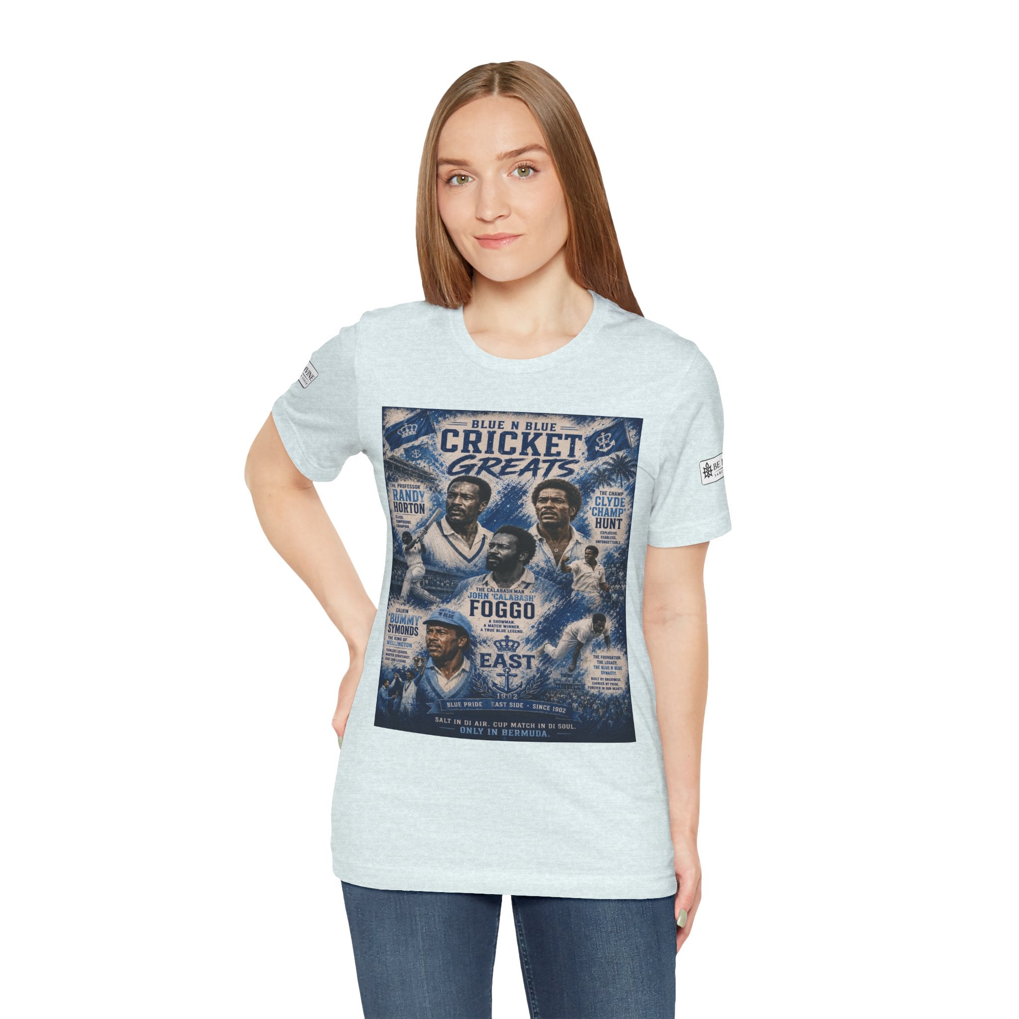 BE DIVINE™ Blue 'N Blue Cricket Greats Heritage Tee – Front & Back Collector Edition