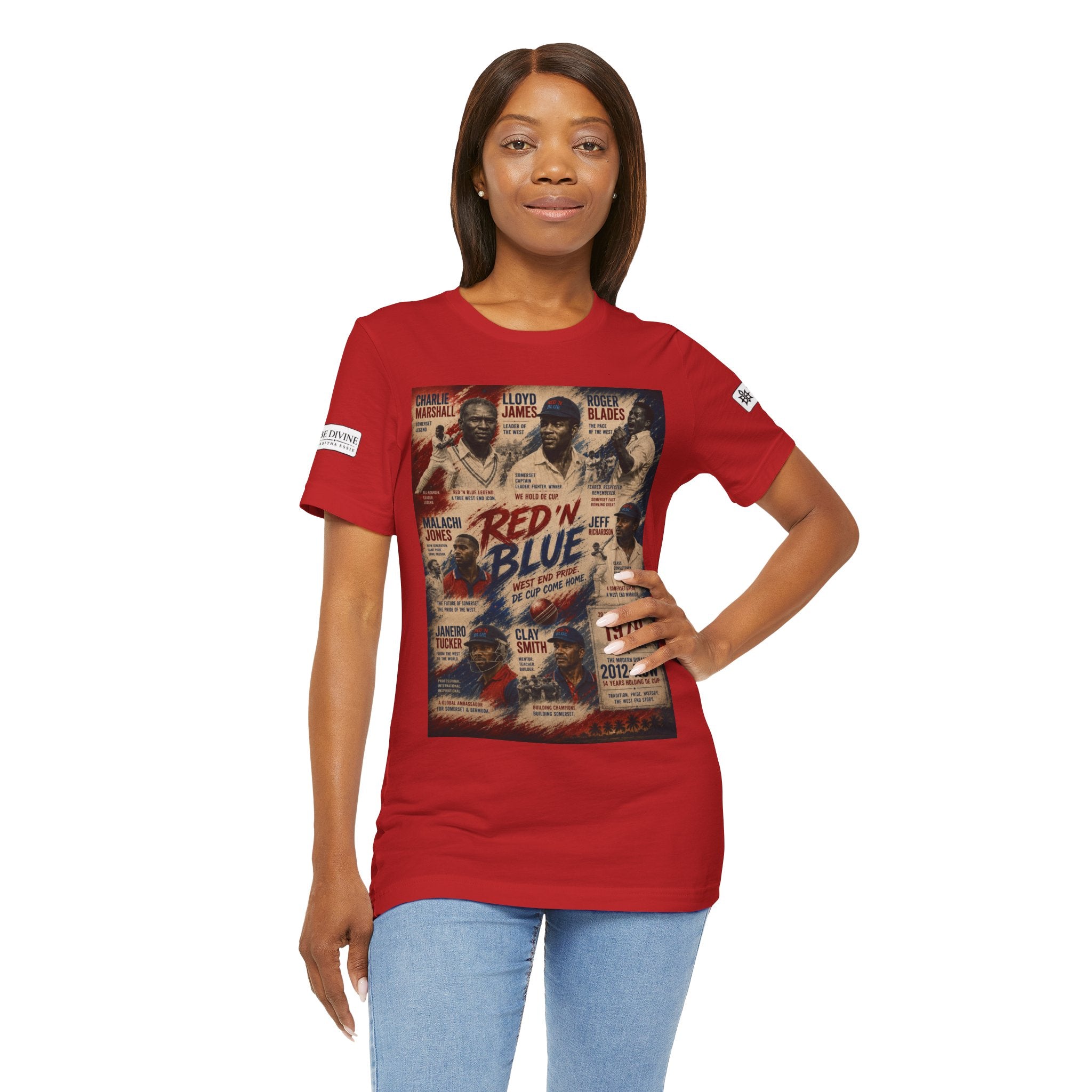 BE DIVINE™ Red ’N Blue Cricket Greats Tee