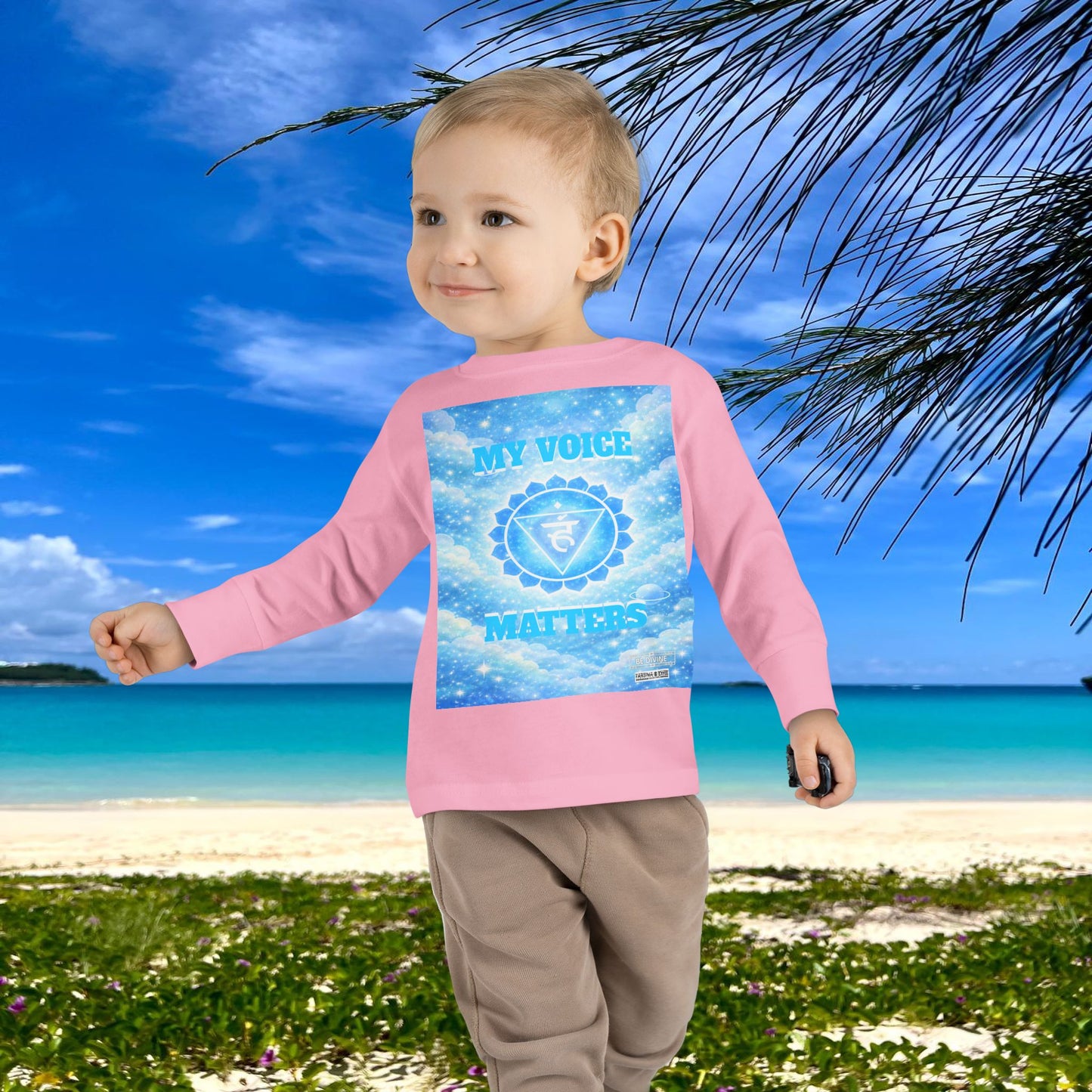 BE DIVINE™ Throat Chakra Toddler Long Sleeve Tee | Communication & Self-Expression Shirt