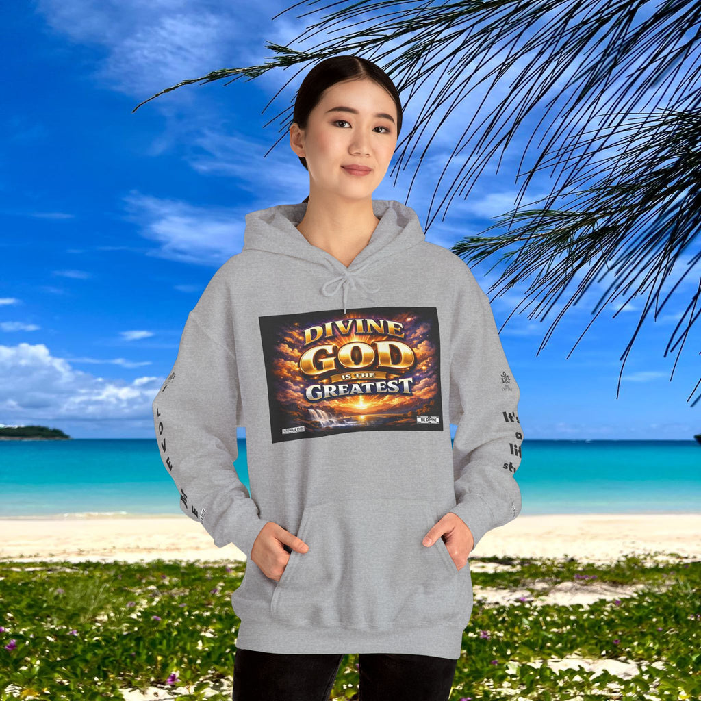 BE DIVINE™ Unisex Heavy Blend Hoodie – Divine God Is the Greatest Faith Statement Sweatshirt
