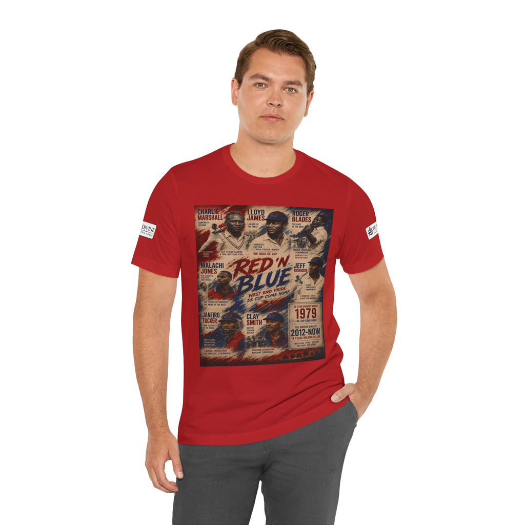 BE DIVINE™ Red ’N Blue Cricket Greats Tee