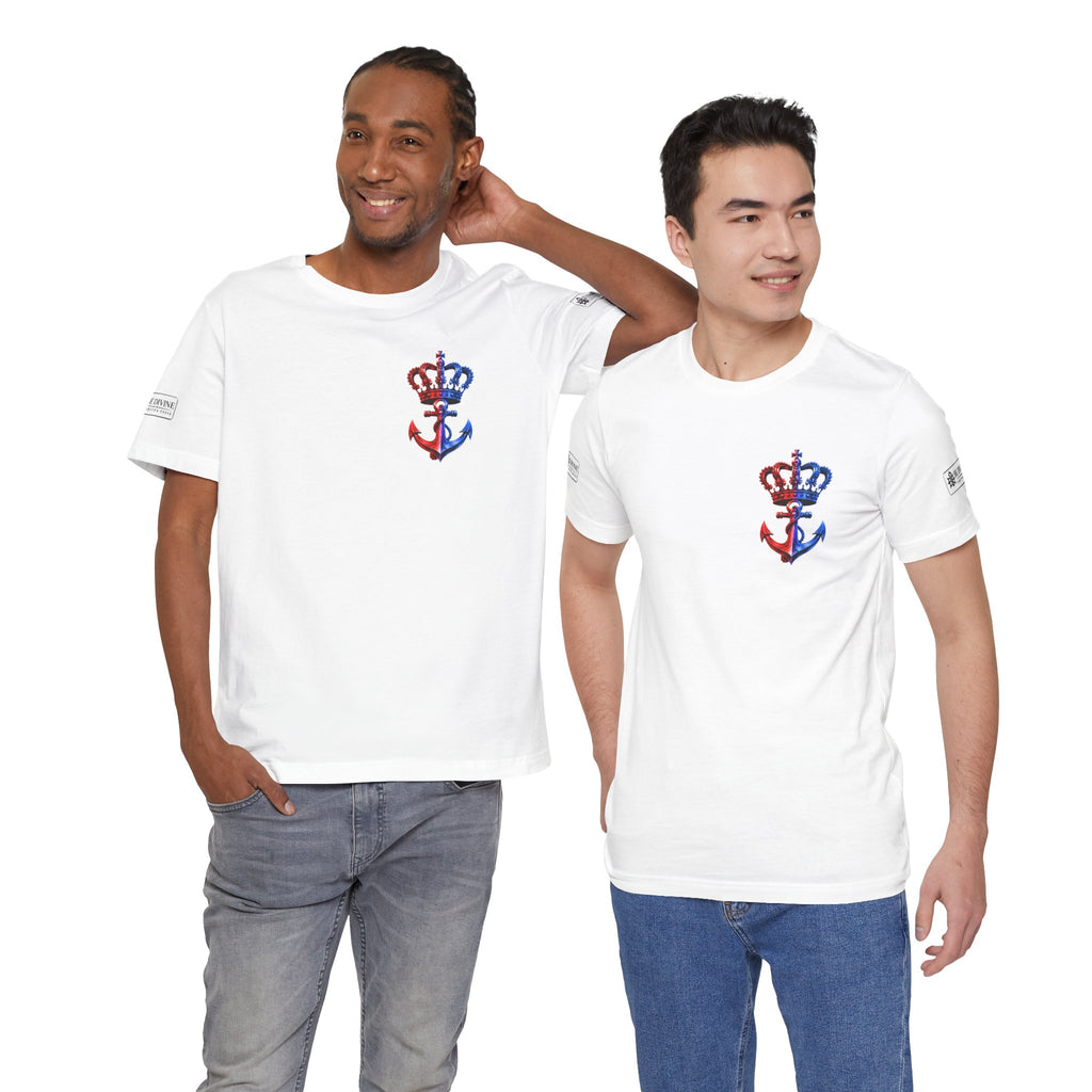 BE DIVINE™ Premium Minimal Crown 'N Anchor T-Shirt – Red 'N Blue Edition