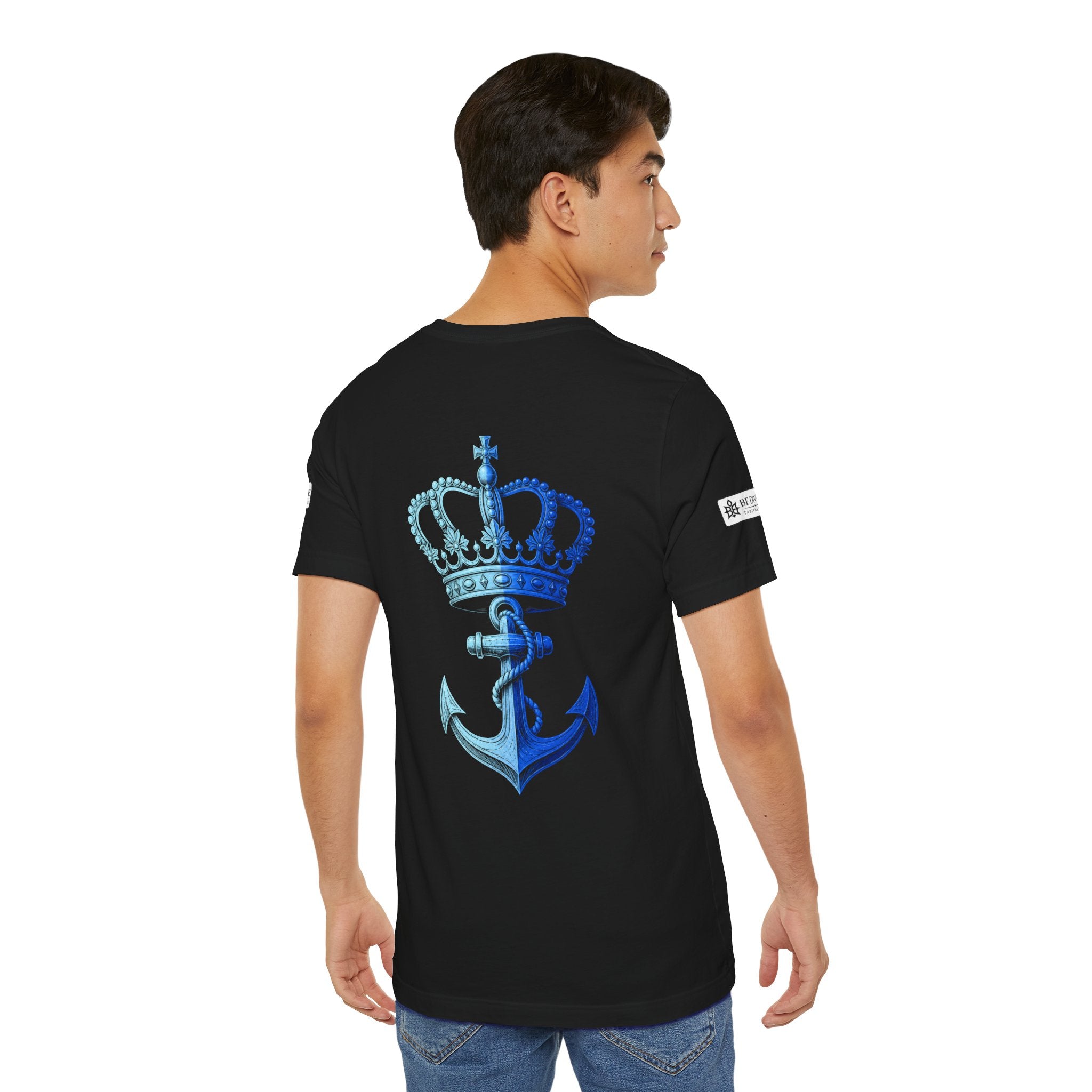 BE DIVINE™ Premium Minimal Crown 'N Anchor Tee – Blue 'N Blue Edition