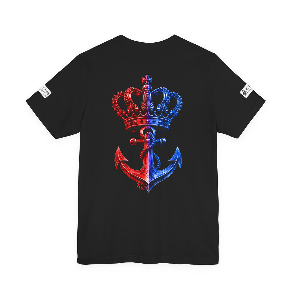 BE DIVINE™ Premium Minimal Crown 'N Anchor T-Shirt – Red 'N Blue Edition