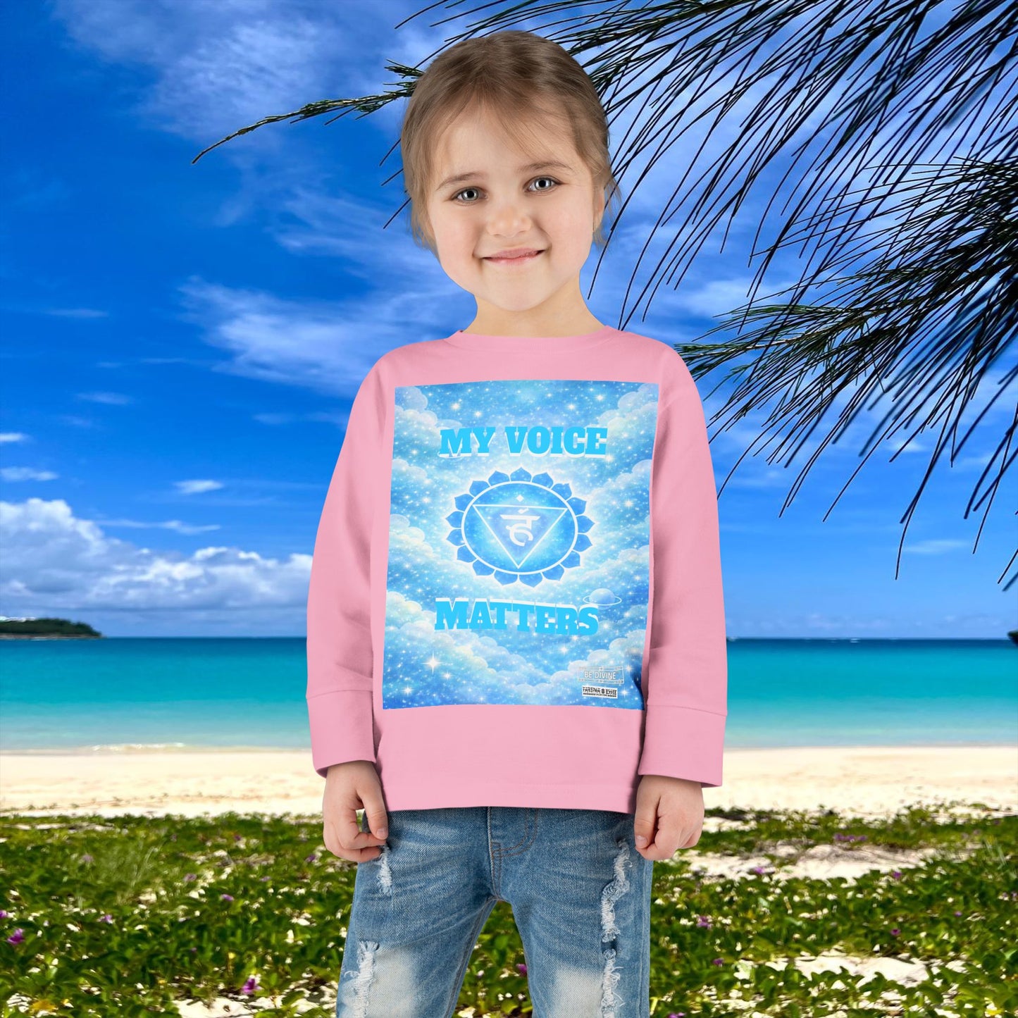BE DIVINE™ Throat Chakra Toddler Long Sleeve Tee | Communication & Self-Expression Shirt