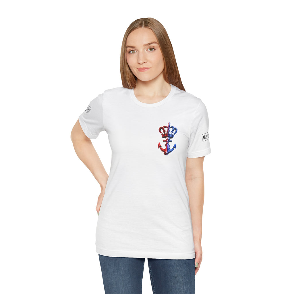 BE DIVINE™ Premium Minimal Crown 'N Anchor T-Shirt – Red 'N Blue Edition