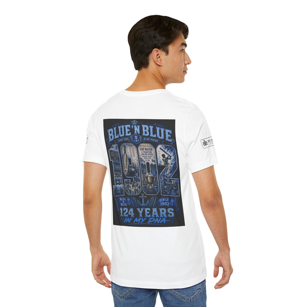 BE DIVINE™ Blue 'N Blue Cricket Greats Heritage Tee – Front & Back Collector Edition