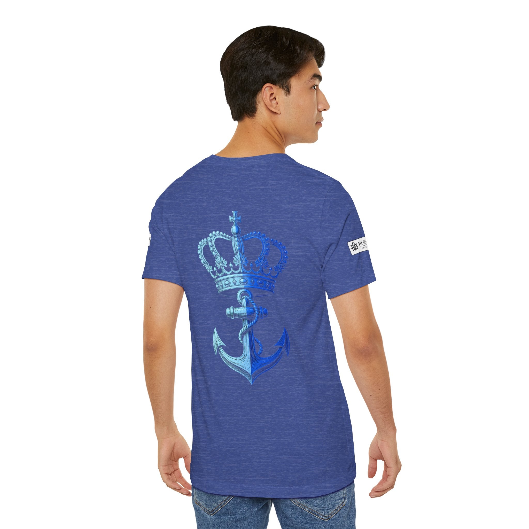 BE DIVINE™ Premium Minimal Crown 'N Anchor Tee – Blue 'N Blue Edition