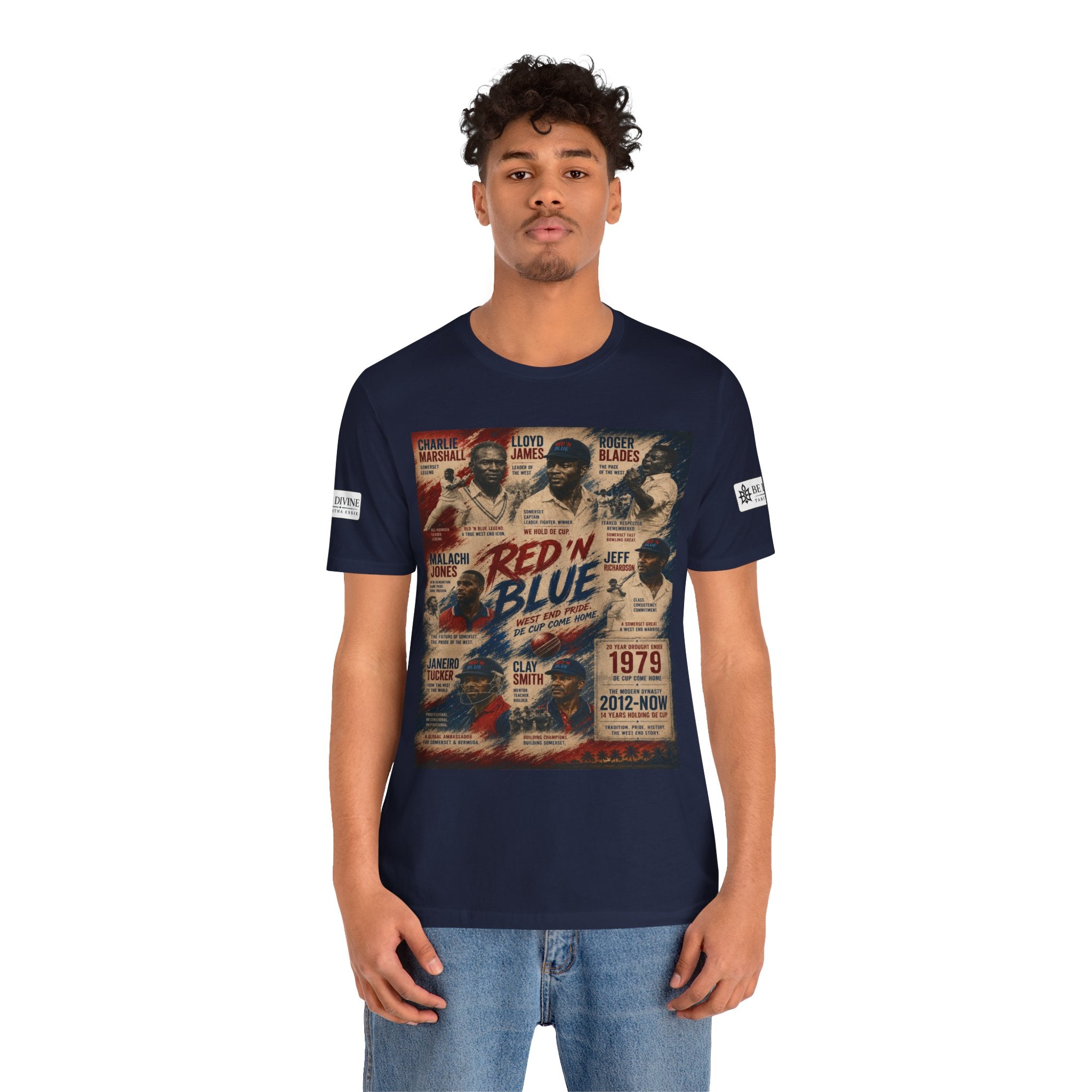 BE DIVINE™ Red ’N Blue Cricket Greats Tee