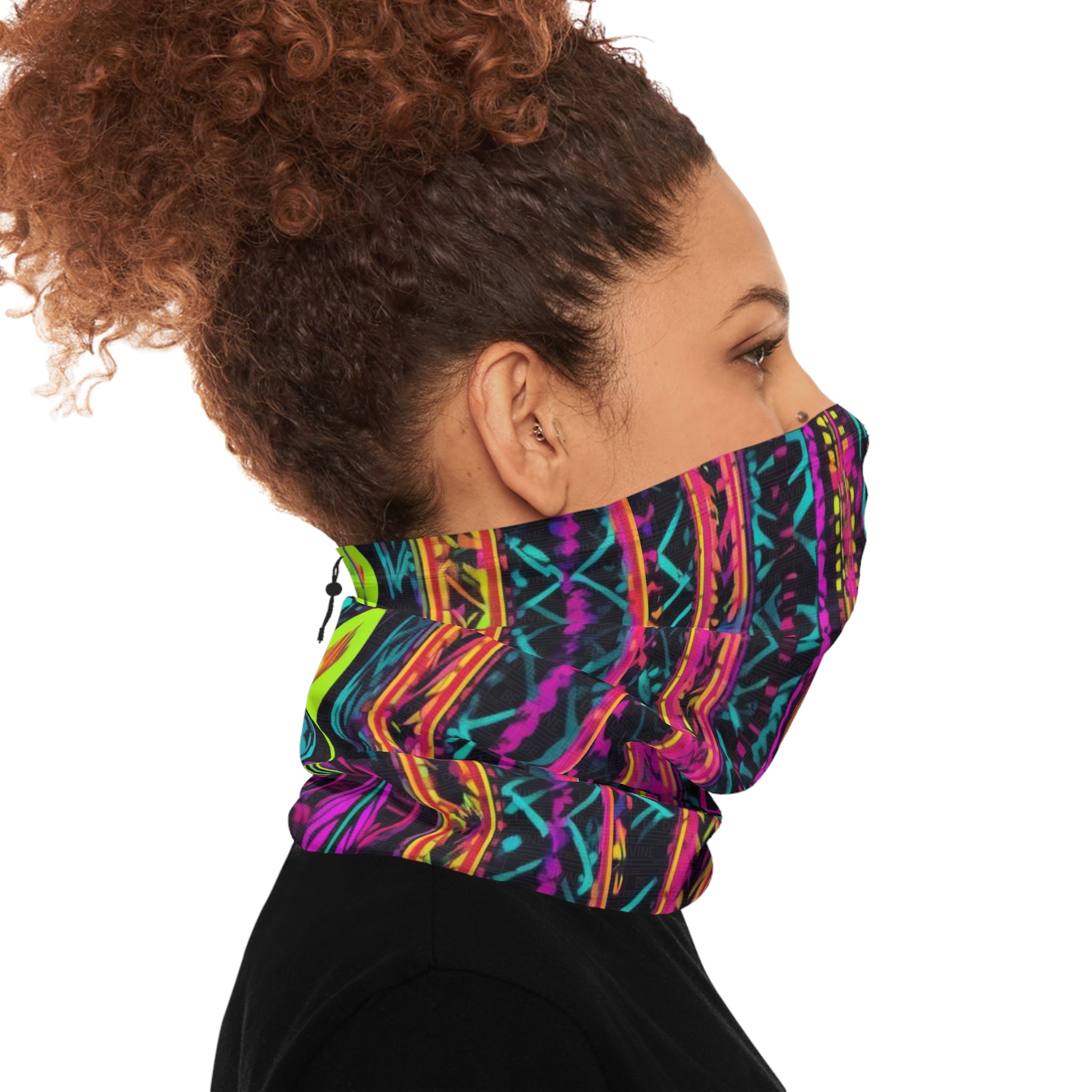 BE DIVINE™ Abstract Neon Winter Neck Gaiter with Drawstring - by Tabitha Essie