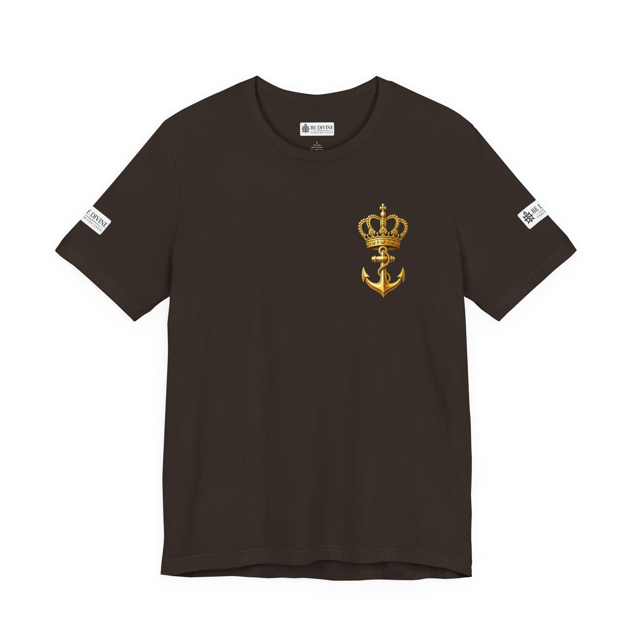 BE DIVINE™ Premium Minimal Crown 'N Anchor Tee – Black & Gold Edition