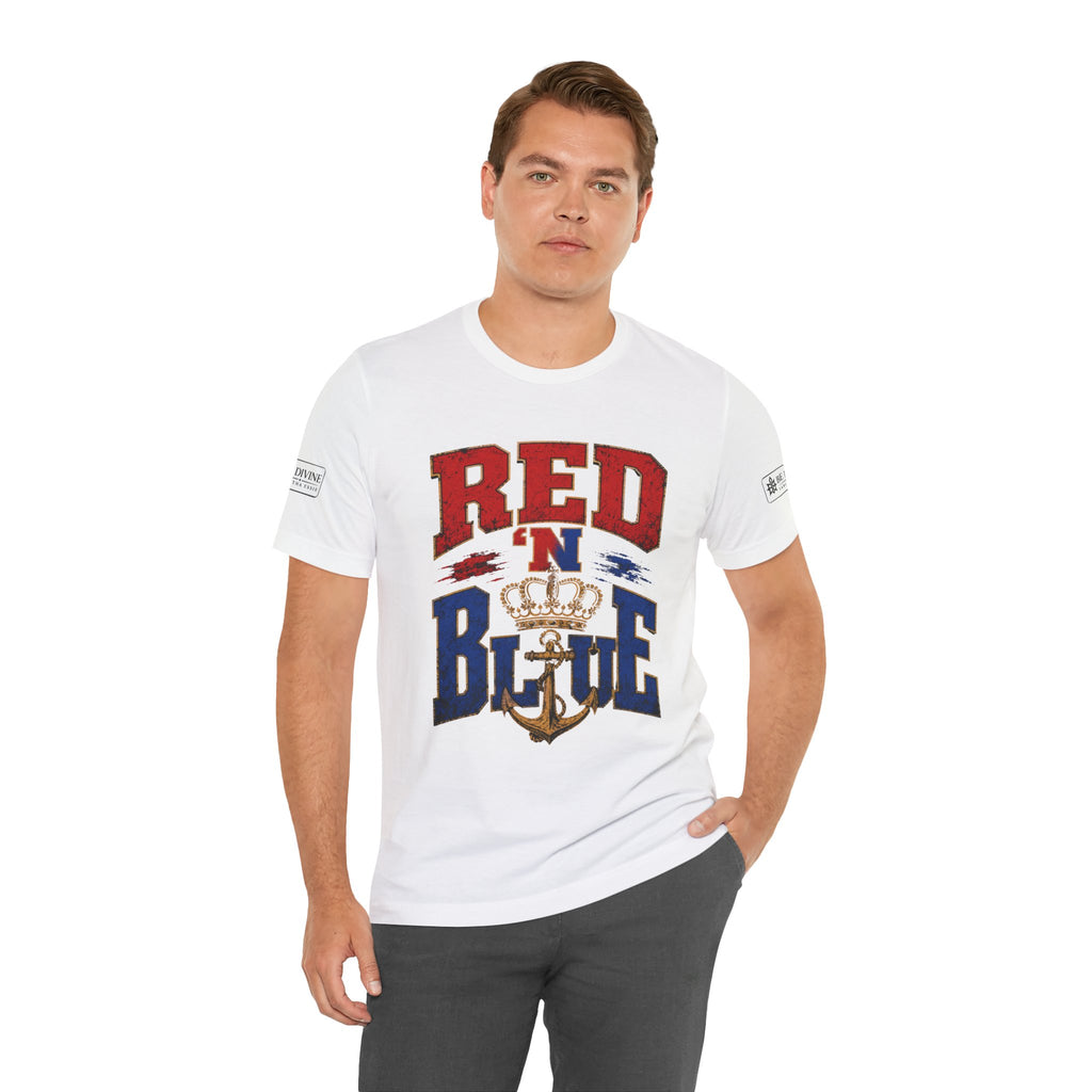 BE DIVINE™ RED 'N BLUE Tee – Crown 'N Anchor Edition