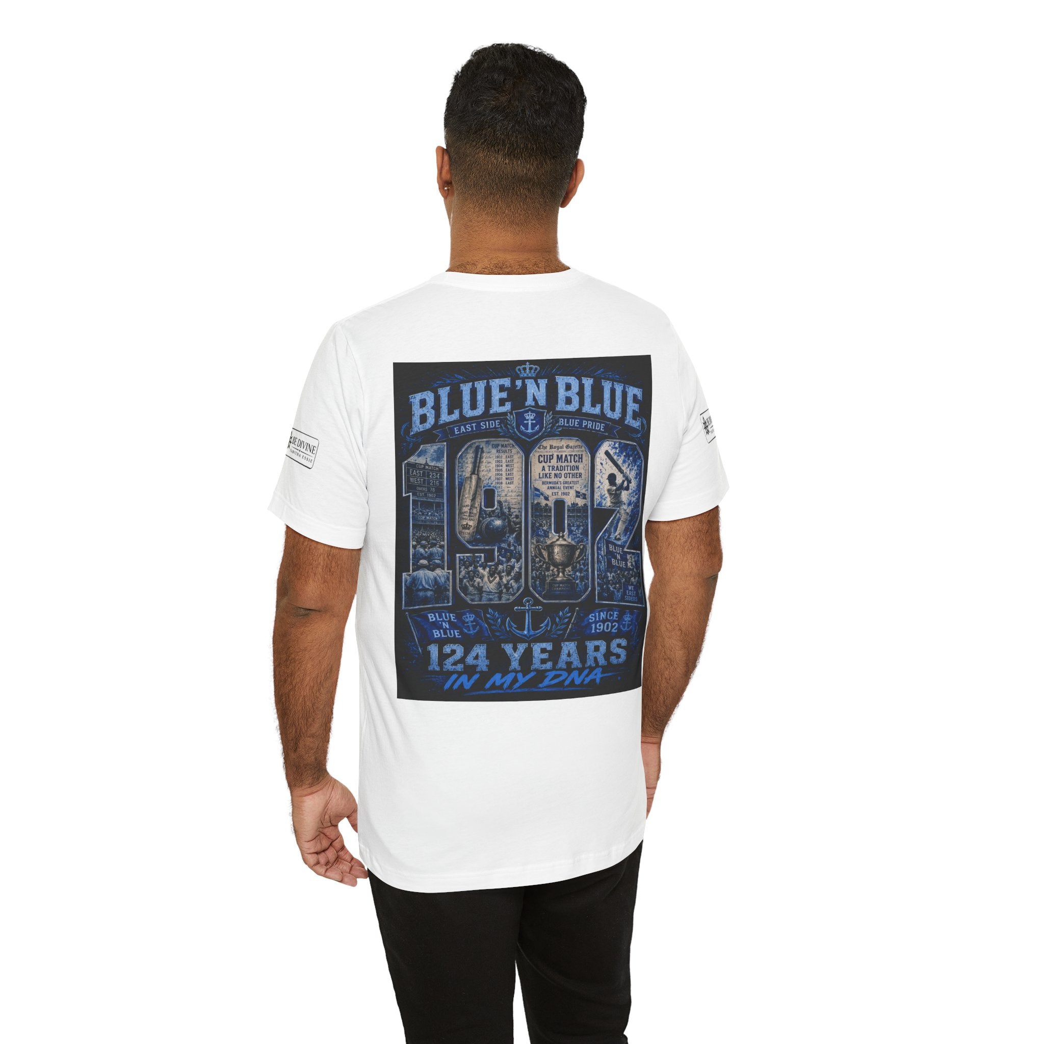 BE DIVINE™ Blue 'N Blue Cricket Greats Heritage Tee – Front & Back Collector Edition