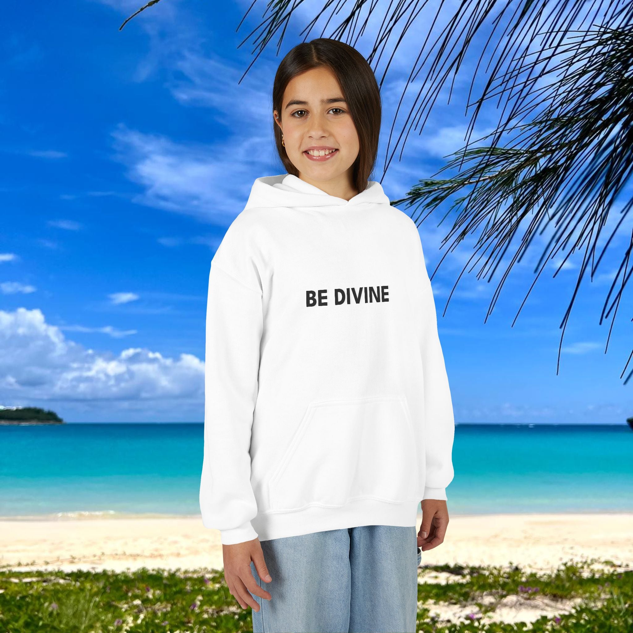BE DIVINE™ Youth Hoodie – Gender Neutral, Soft Cotton, Inspirational Print (Youth S–XL)